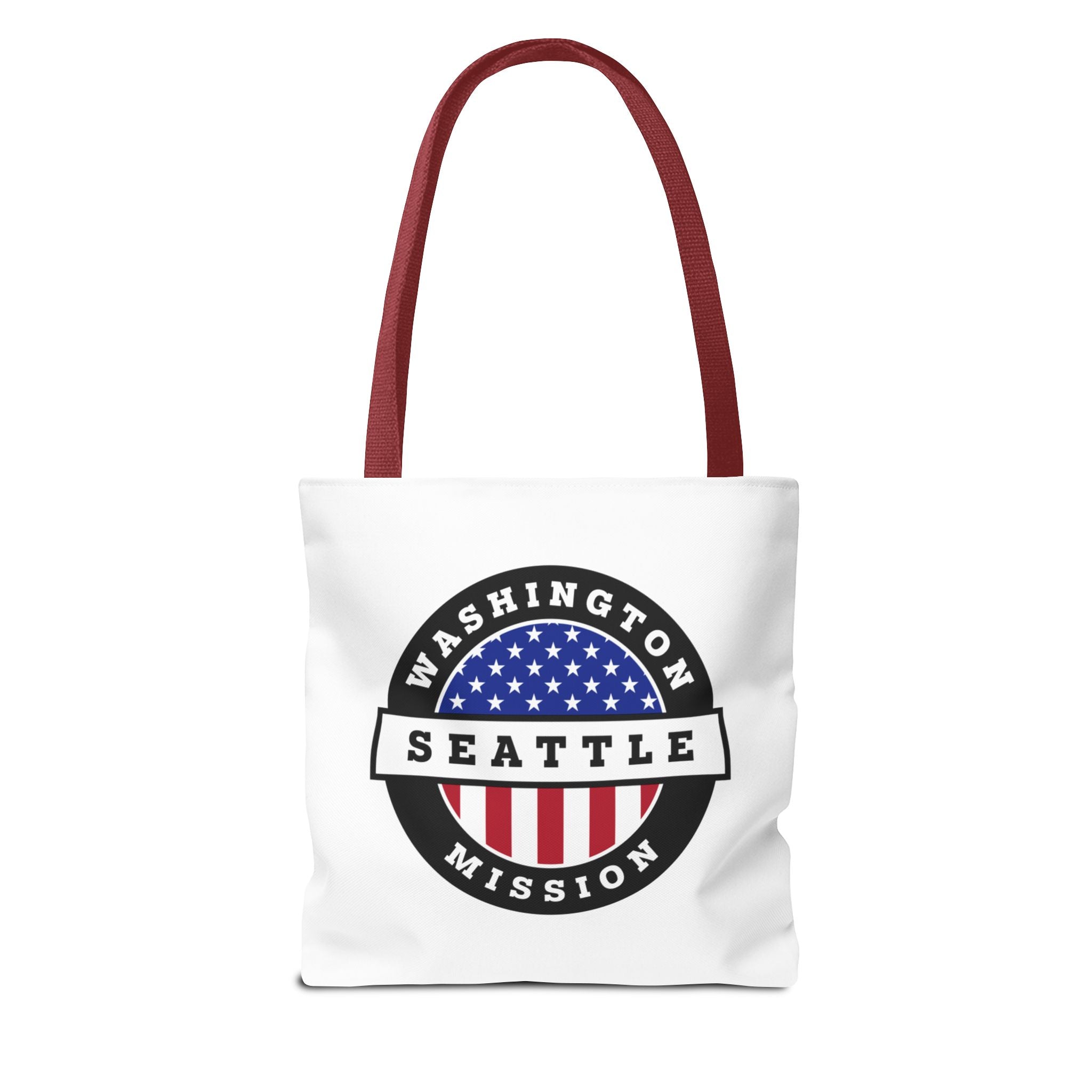 Washington Seattle Mission USA Flag Logo Tote Bag White - Latter-Day Saint LDS Missionary Gift - Book of Mormon