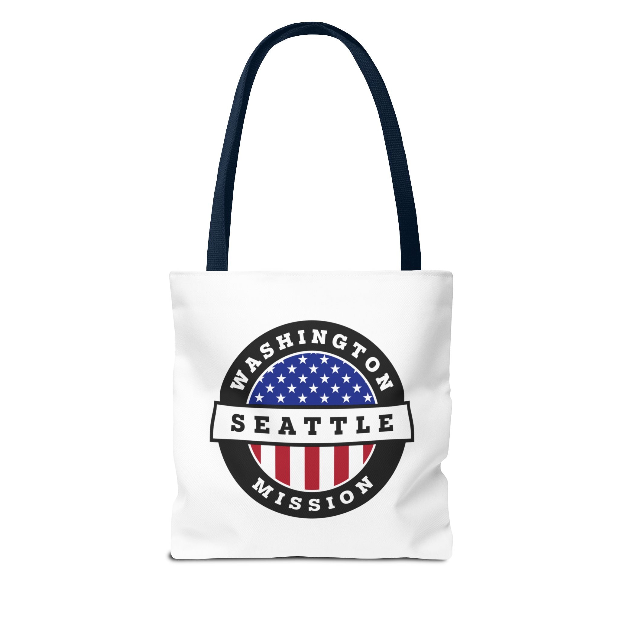 Washington Seattle Mission USA Flag Logo Tote Bag White - Latter-Day Saint LDS Missionary Gift - Book of Mormon
