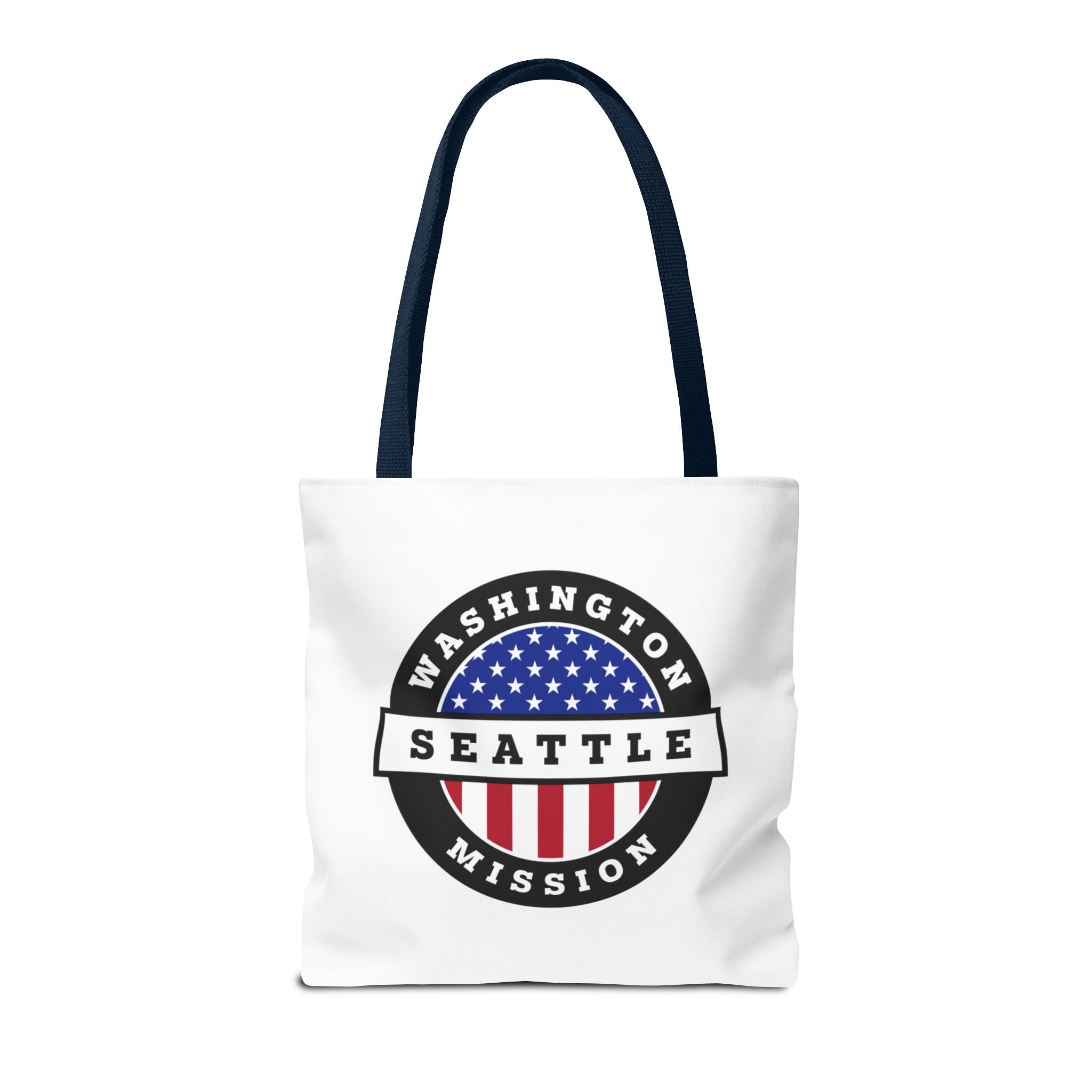 Washington Seattle Mission USA Flag Logo Tote Bag White - Latter-Day Saint LDS Missionary Gift - Book of Mormon