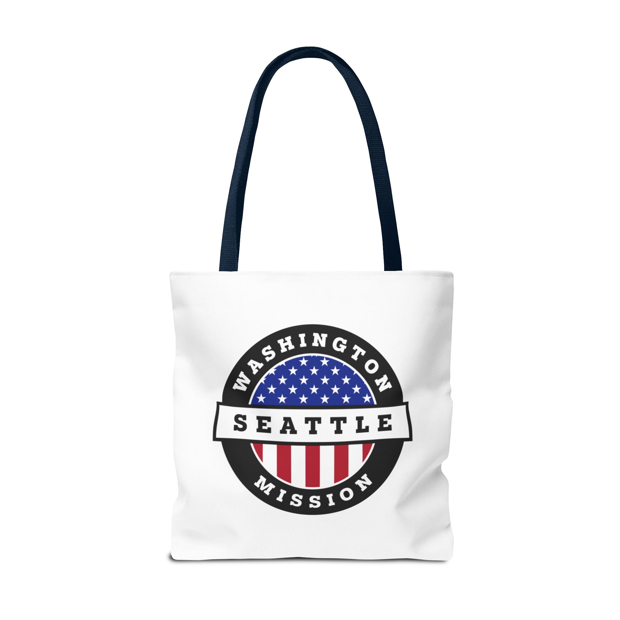 Washington Seattle Mission USA Flag Logo Tote Bag White - Latter-Day Saint LDS Missionary Gift - Book of Mormon