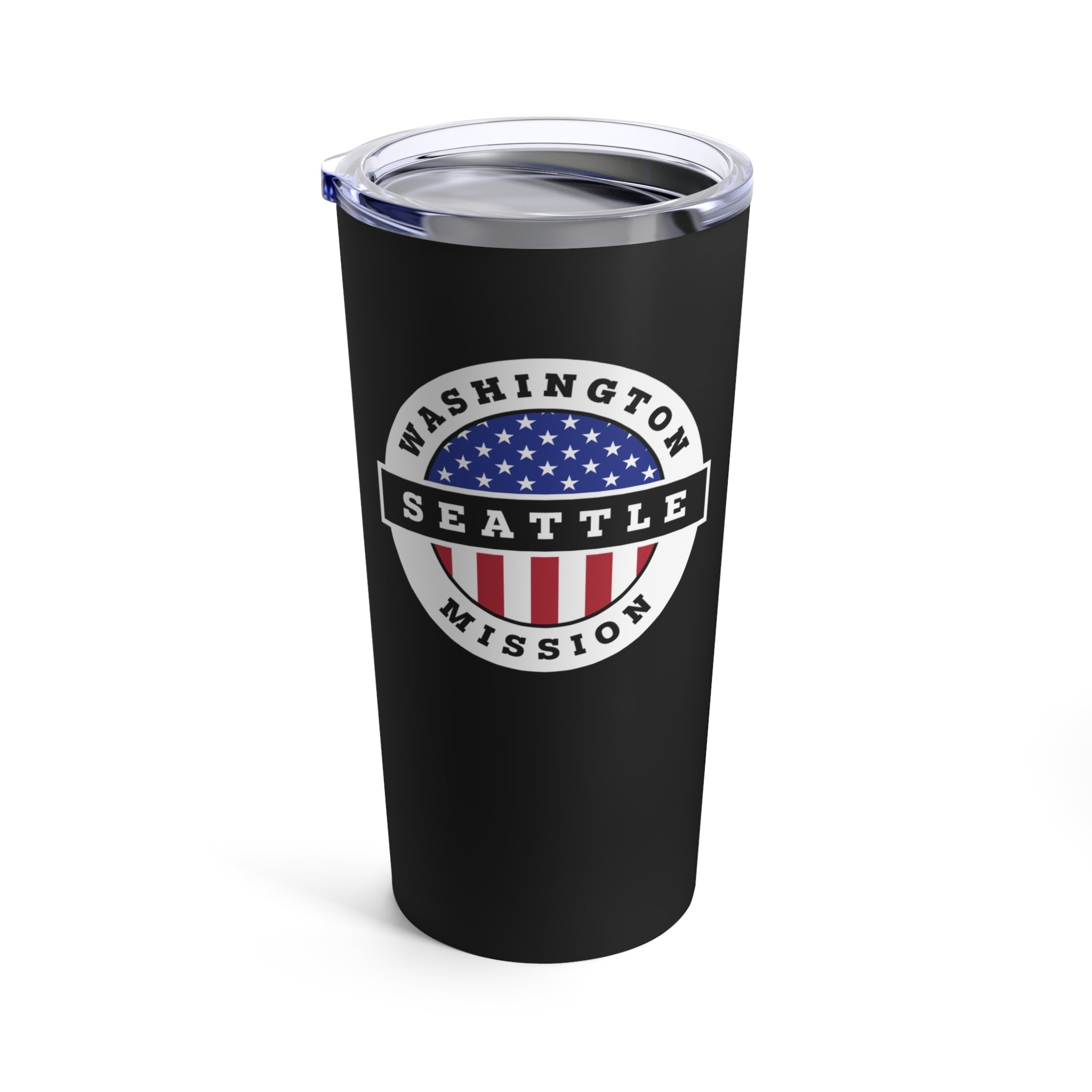 Washington Seattle Mission USA Flag Logo Tumbler 20oz Black - Latter-Day Saint LDS Missionary Gift - Book of Mormon