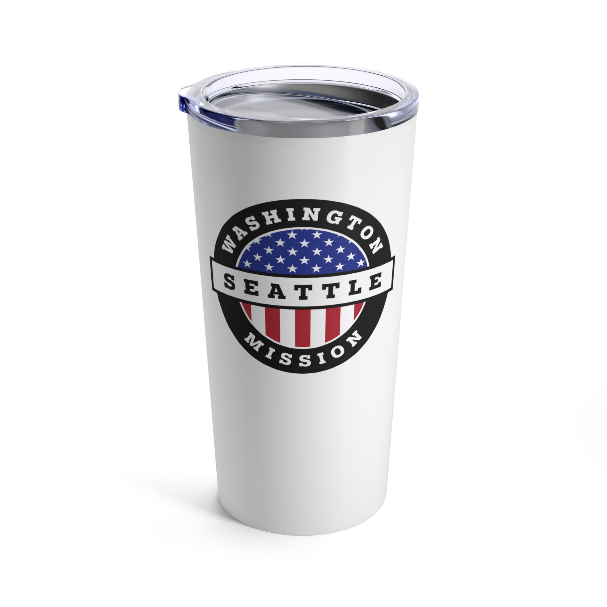 Washington Seattle Mission USA Flag Logo Tumbler 20oz White - Latter-Day Saint LDS Missionary Gift - Book of Mormon