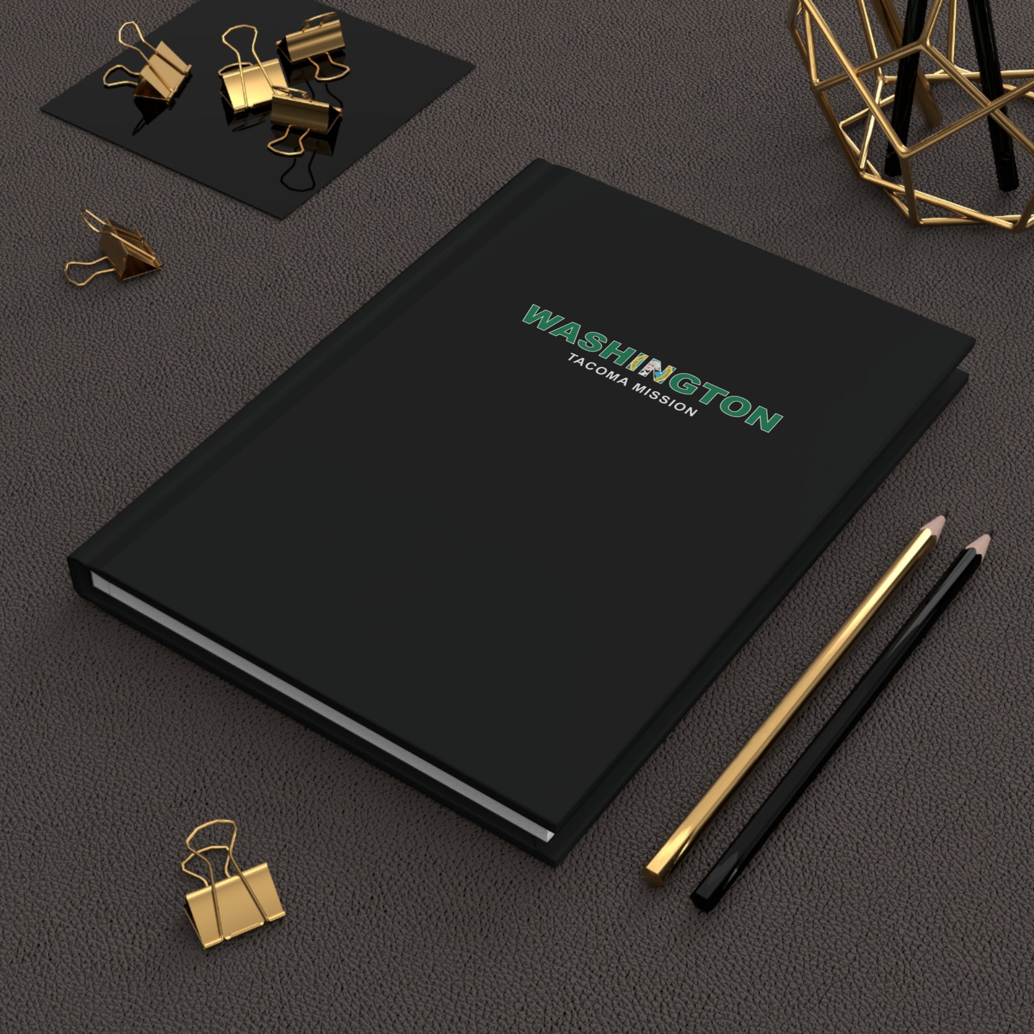 Washington Tacoma Mission Flag Title Black Hardcover Journal Matte - Mission Wishlist - LDS Missionary Gift Store