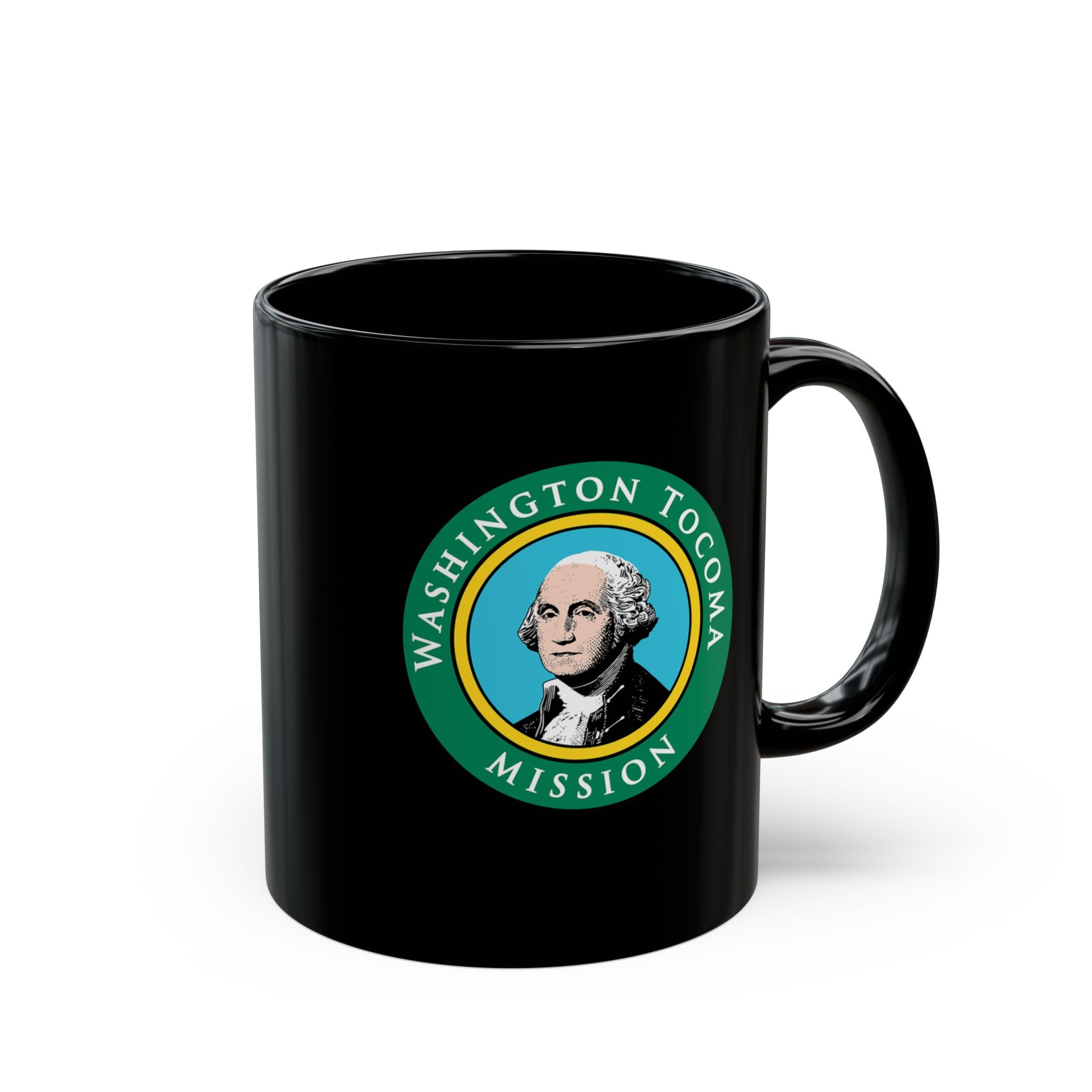 Washington Tacoma Mission State Flag Logo Ceramic Mug Black Name - Latter-Day Saint LDS Missionary Gift - Book of Mormon
