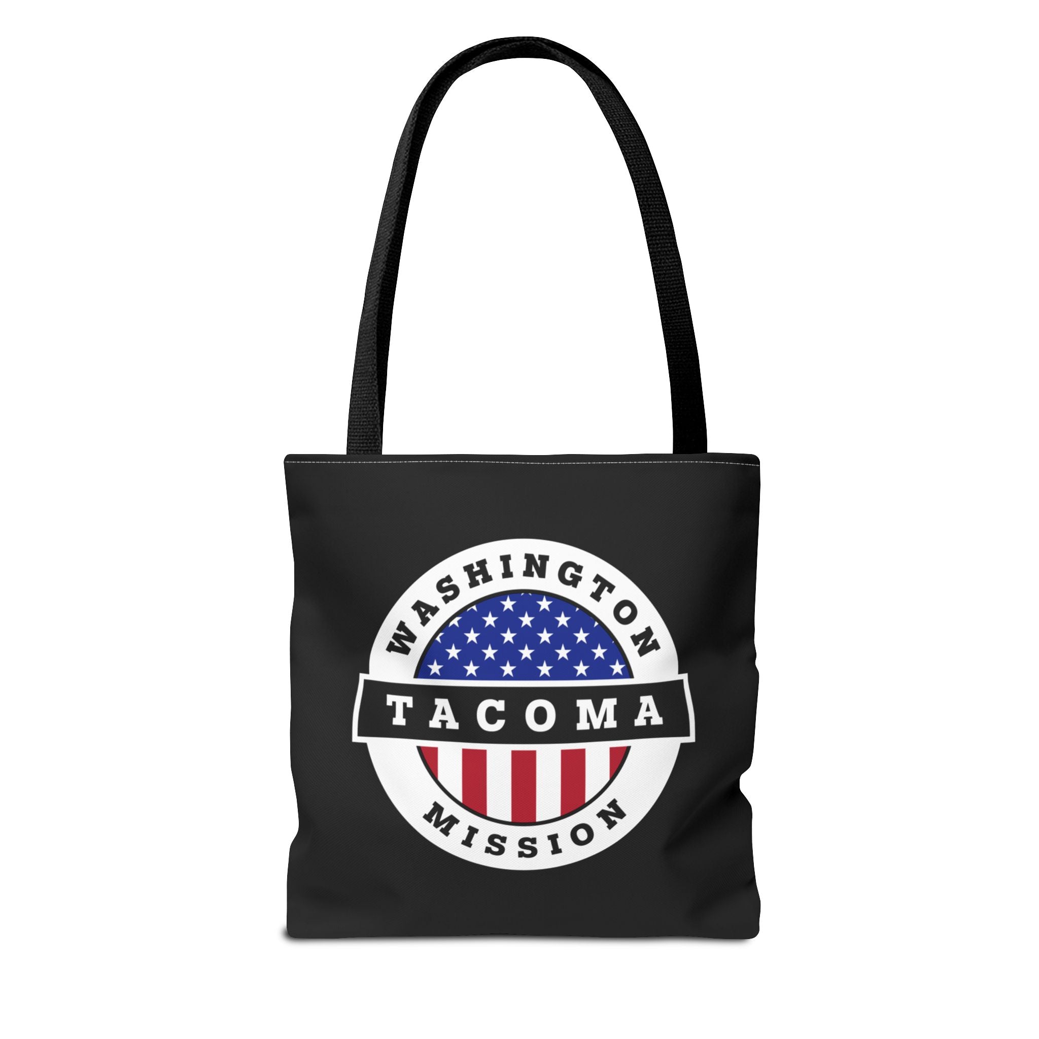 Washington Tacoma Mission USA Flag Logo Tote Bag Black - Mission Wishlist - LDS Missionary Gift Store