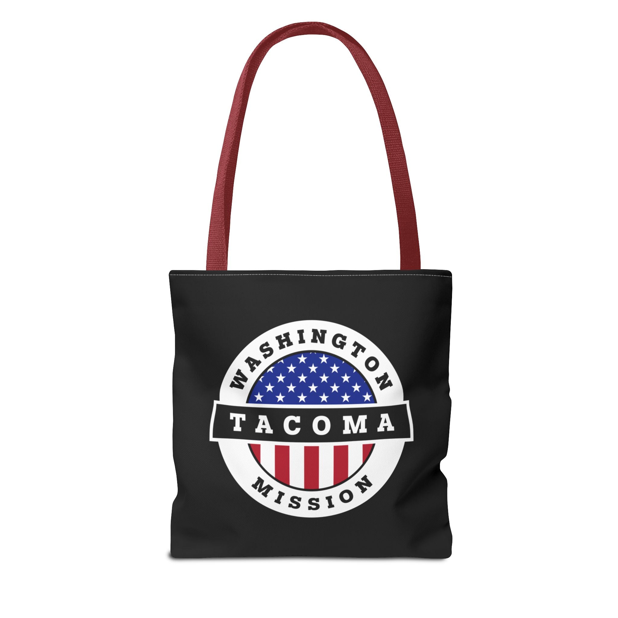 Washington Tacoma Mission USA Flag Logo Tote Bag Black - Mission Wishlist - LDS Missionary Gift Store