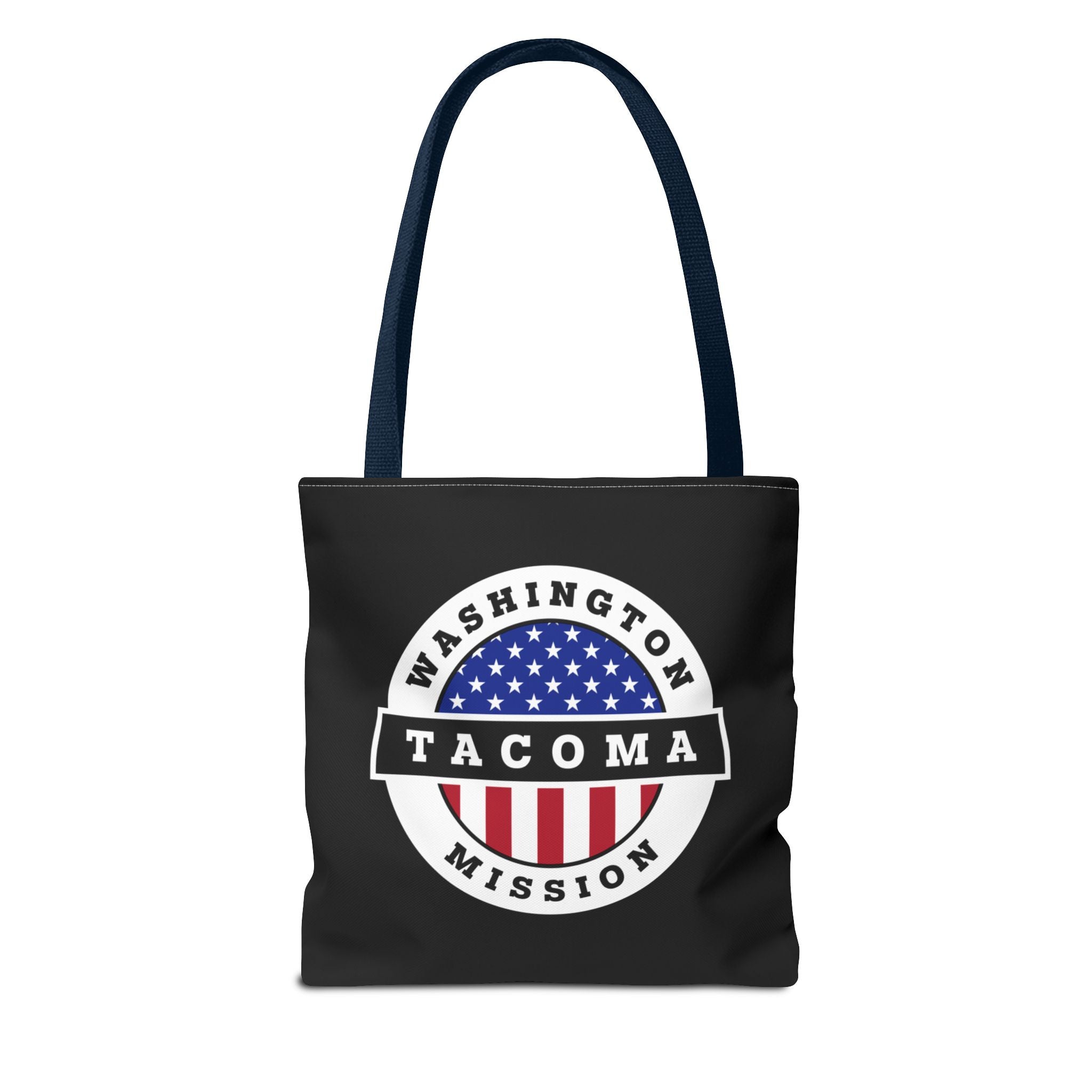 Washington Tacoma Mission USA Flag Logo Tote Bag Black - Mission Wishlist - LDS Missionary Gift Store