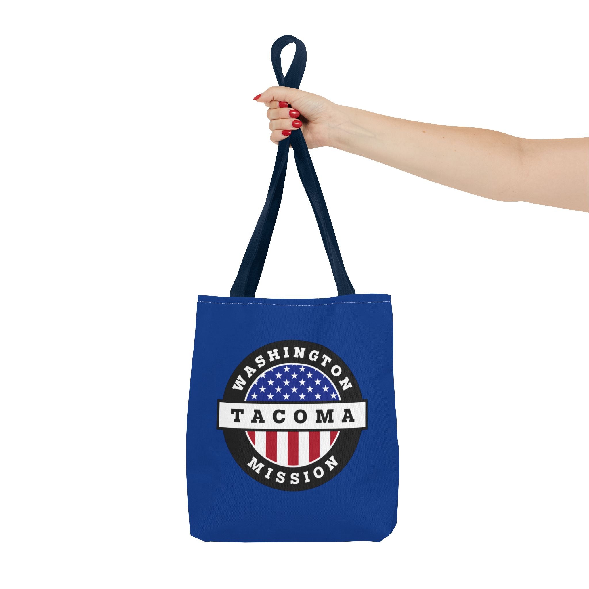 Washington Tacoma Mission USA Flag Logo Tote Bag Blue - Mission Wishlist - LDS Missionary Gift Store