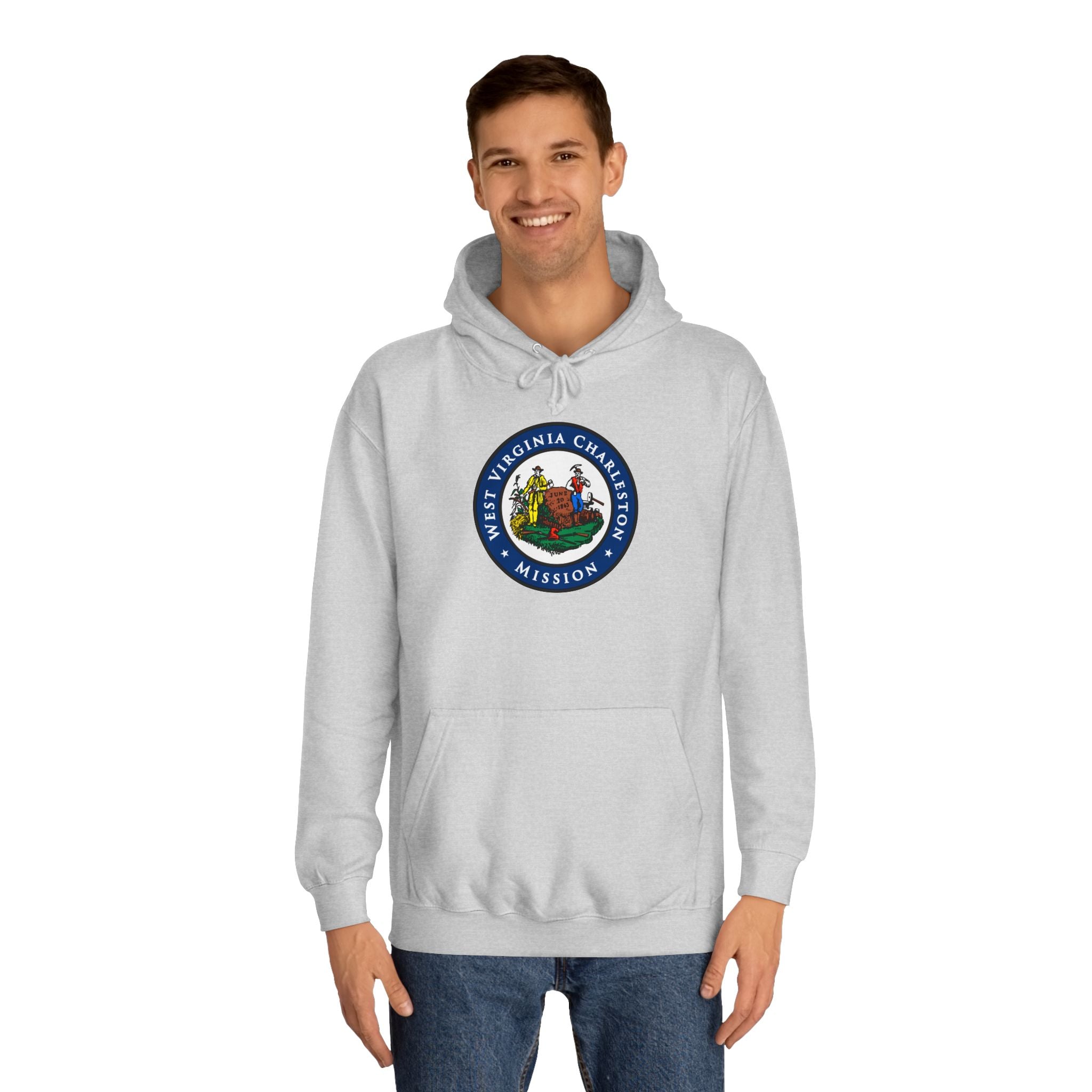 West Virginia Charleston Mission State Flag Logo (Black Border) College Hoodie - Mission Wishlist - LDS Missionary Gift Store