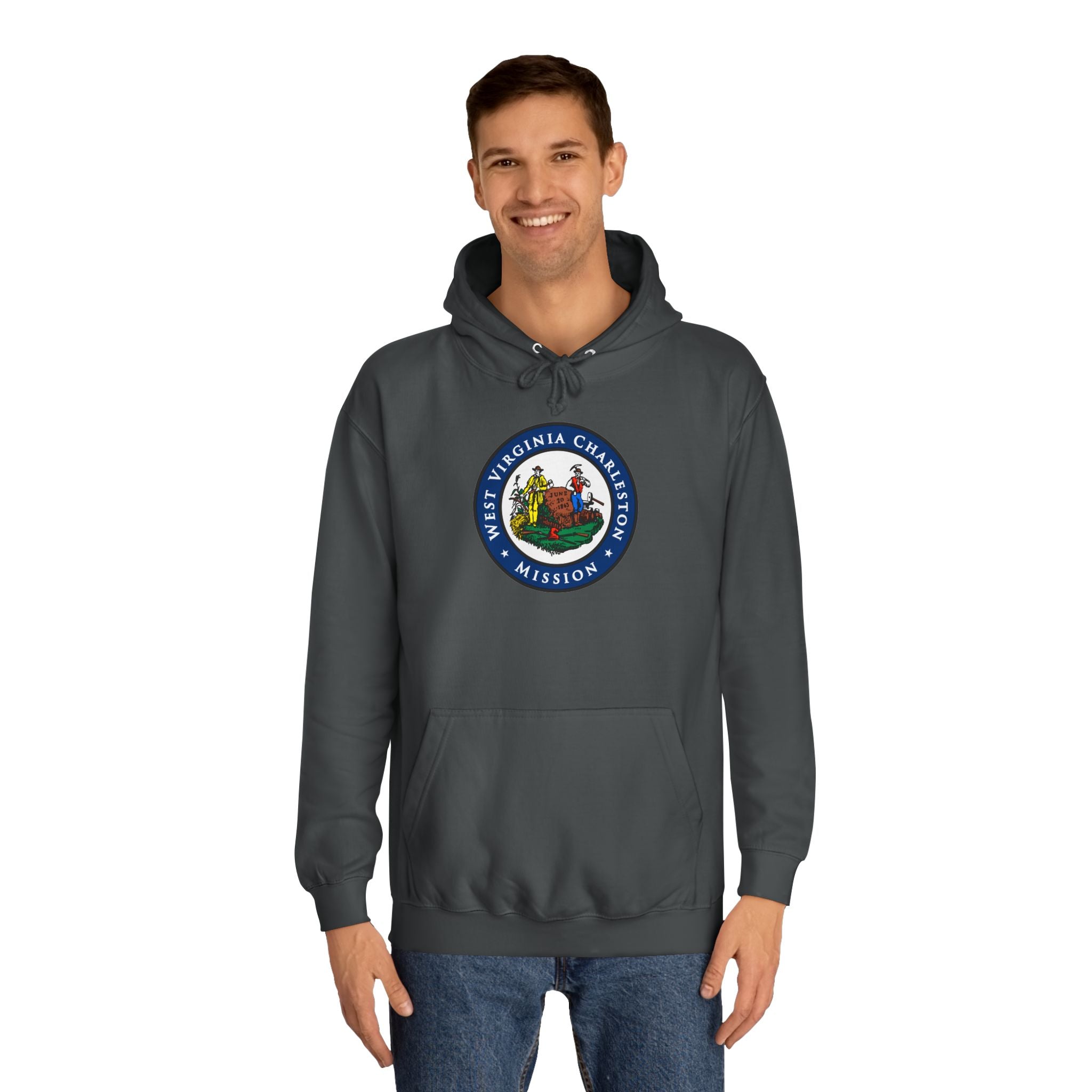 West Virginia Charleston Mission State Flag Logo (Black Border) College Hoodie - Mission Wishlist - LDS Missionary Gift Store