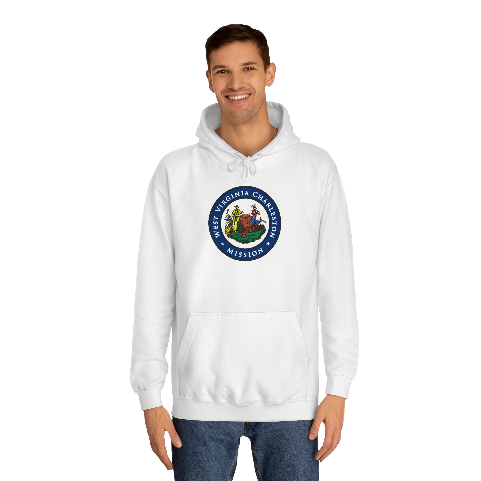 West Virginia Charleston Mission State Flag Logo (Black Border) College Hoodie - Mission Wishlist - LDS Missionary Gift Store