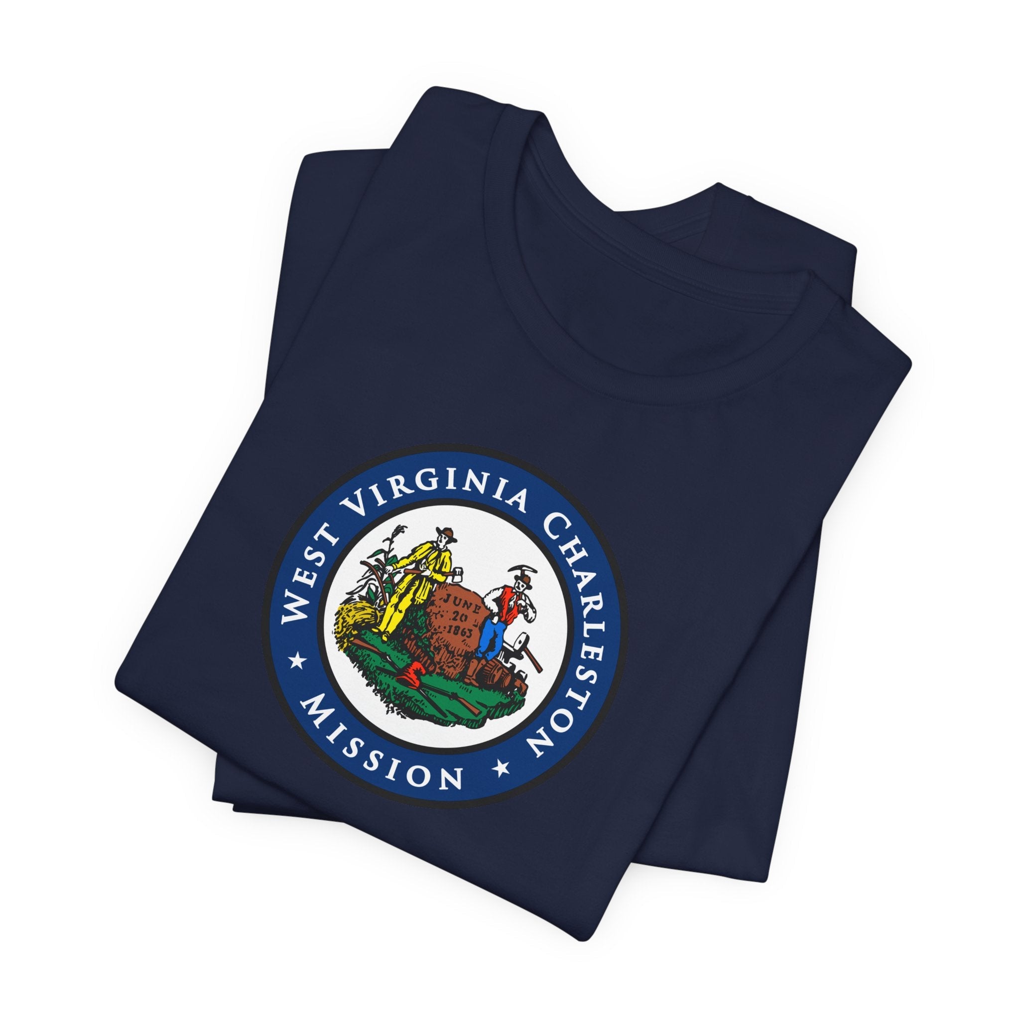 West Virginia Charleston Mission State Flag Logo (Black Border) T-shirt - Mission Wishlist - LDS Missionary Gift Store
