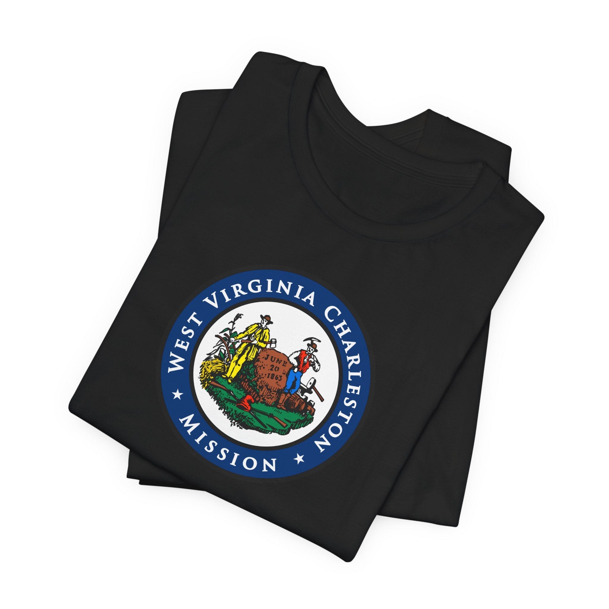 West Virginia Charleston Mission State Flag Logo (Black Border) T-shirt - Mission Wishlist - LDS Missionary Gift Store