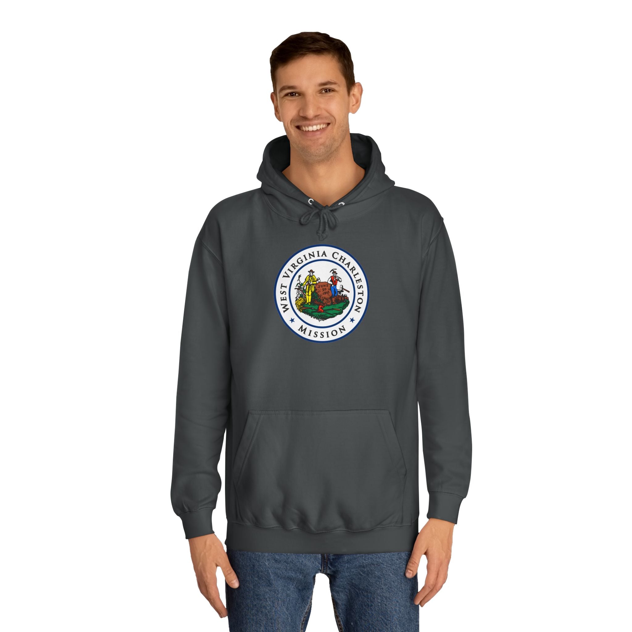 West Virginia Charleston Mission State Flag Logo (White Border) College Hoodie - Mission Wishlist - LDS Missionary Gift Store