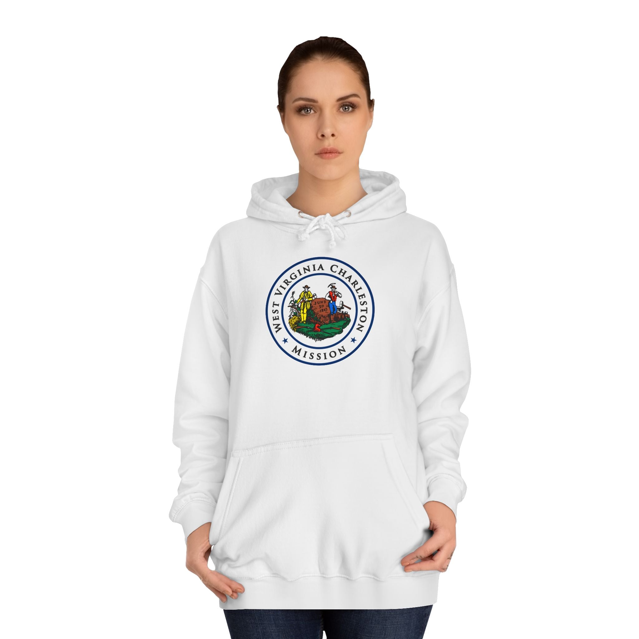 West Virginia Charleston Mission State Flag Logo (White Border) College Hoodie - Mission Wishlist - LDS Missionary Gift Store