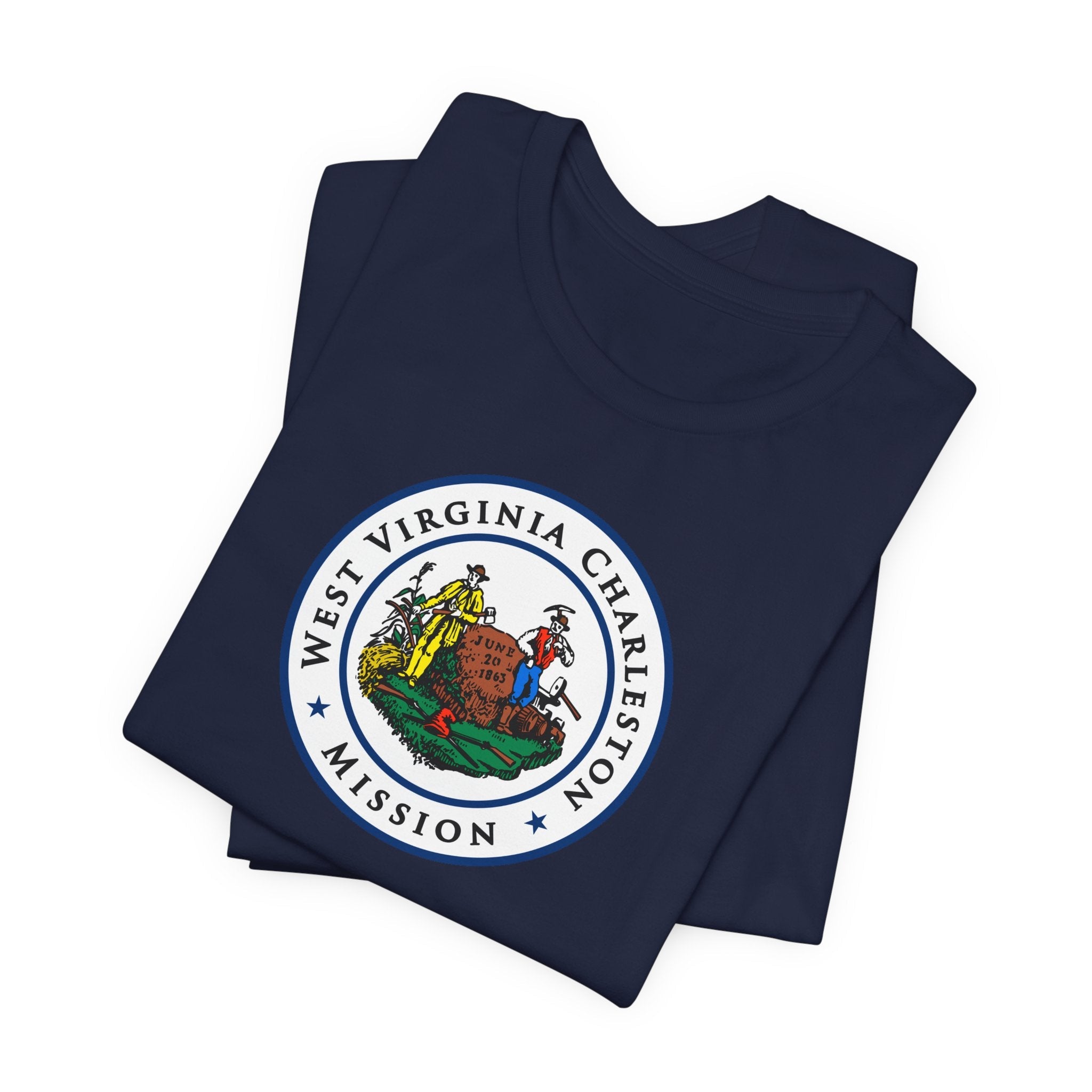 West Virginia Charleston Mission State Flag Logo (White Border) T-shirt - Mission Wishlist - LDS Missionary Gift Store