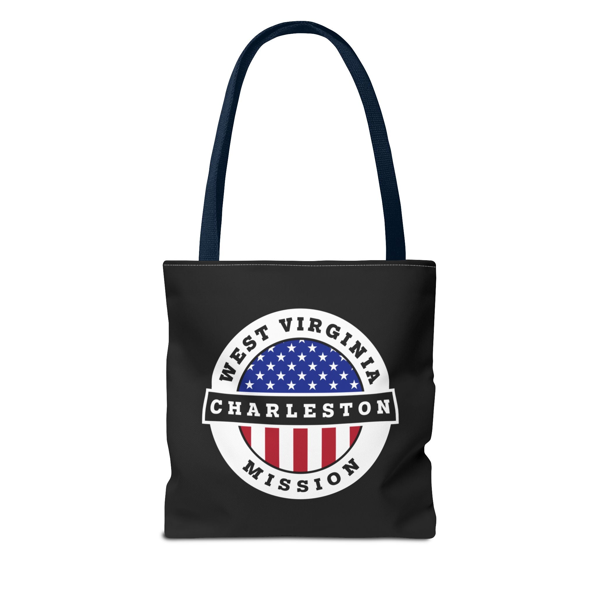 West Virginia Charleston Mission USA Flag Logo Tote Bag Black - Mission Wishlist - LDS Missionary Gift Store