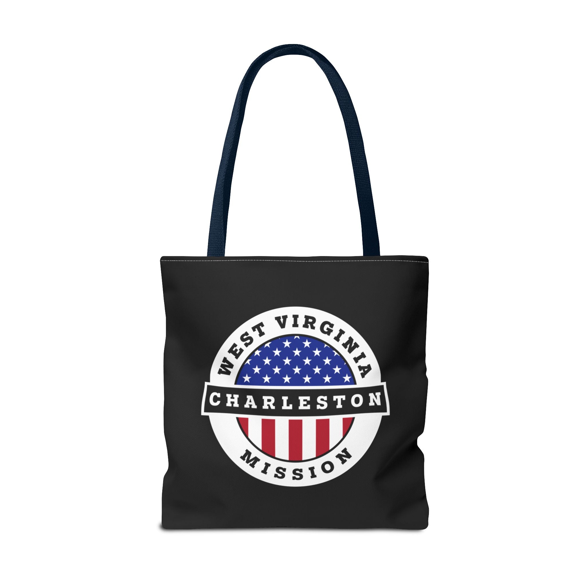 West Virginia Charleston Mission USA Flag Logo Tote Bag Black - Mission Wishlist - LDS Missionary Gift Store