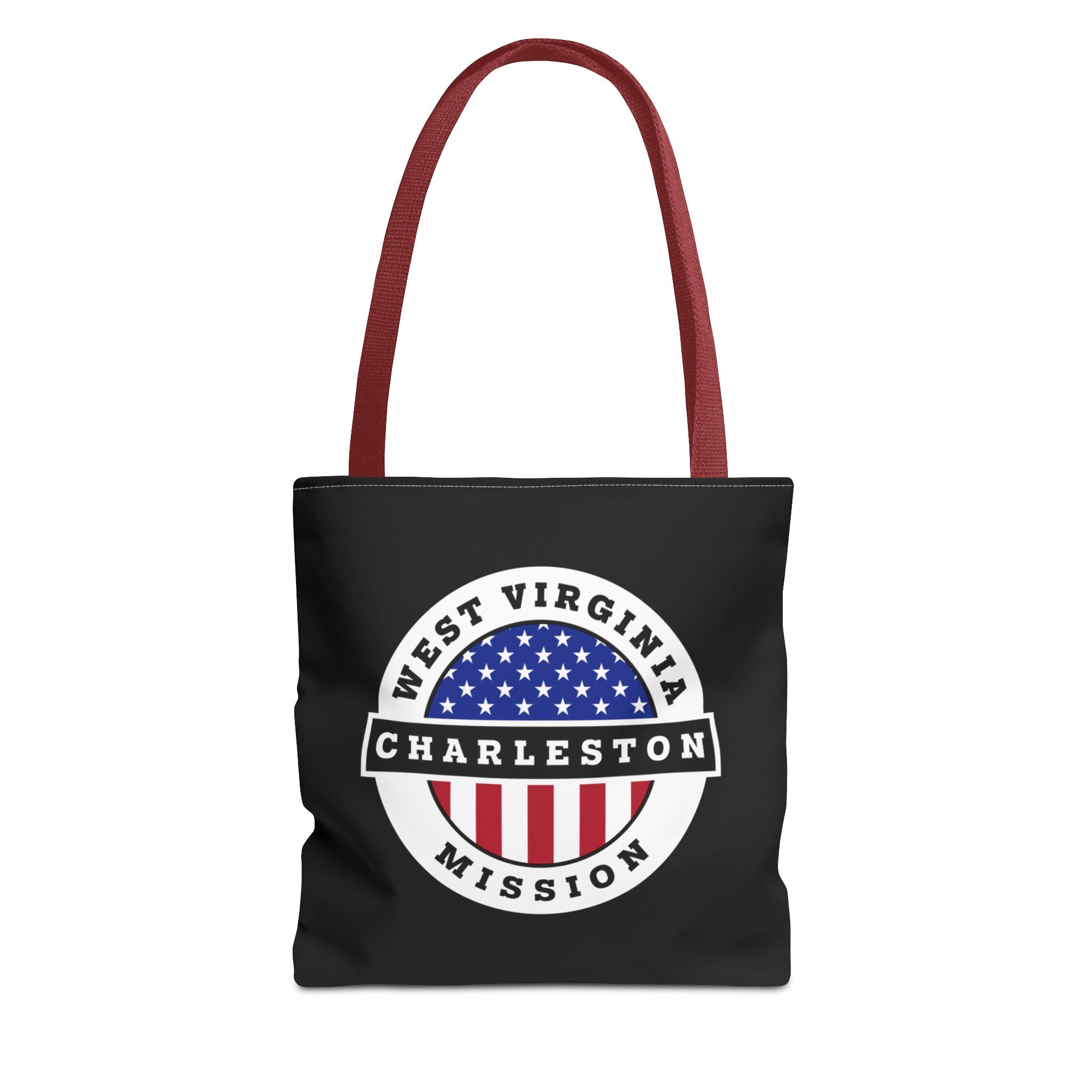 West Virginia Charleston Mission USA Flag Logo Tote Bag Black - Mission Wishlist - LDS Missionary Gift Store