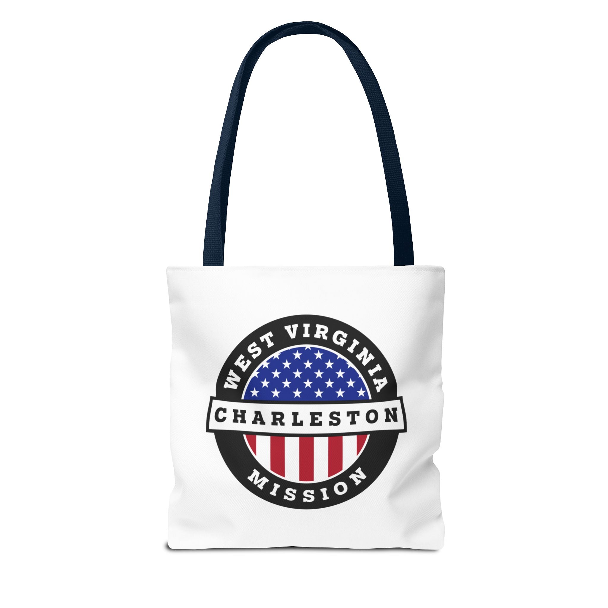 West Virginia Charleston Mission USA Flag Logo Tote Bag White - Mission Wishlist - LDS Missionary Gift Store
