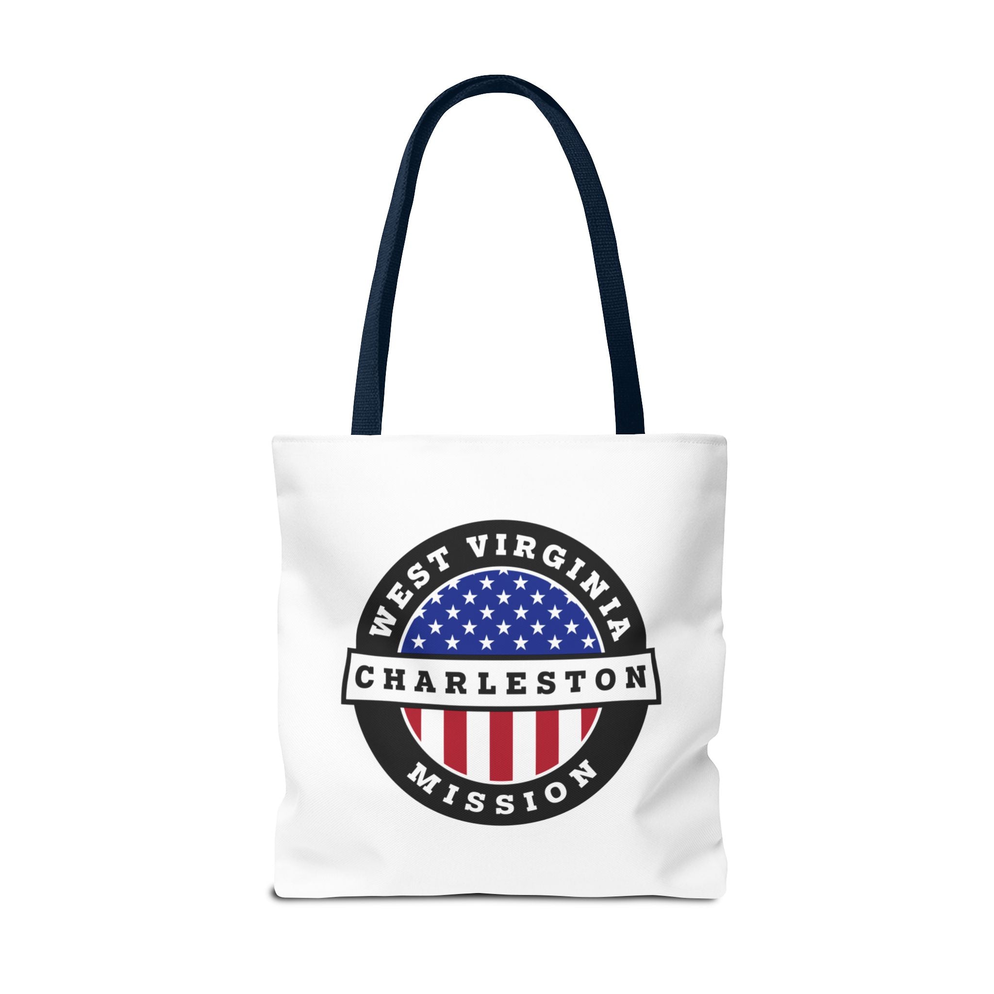 West Virginia Charleston Mission USA Flag Logo Tote Bag White - Mission Wishlist - LDS Missionary Gift Store