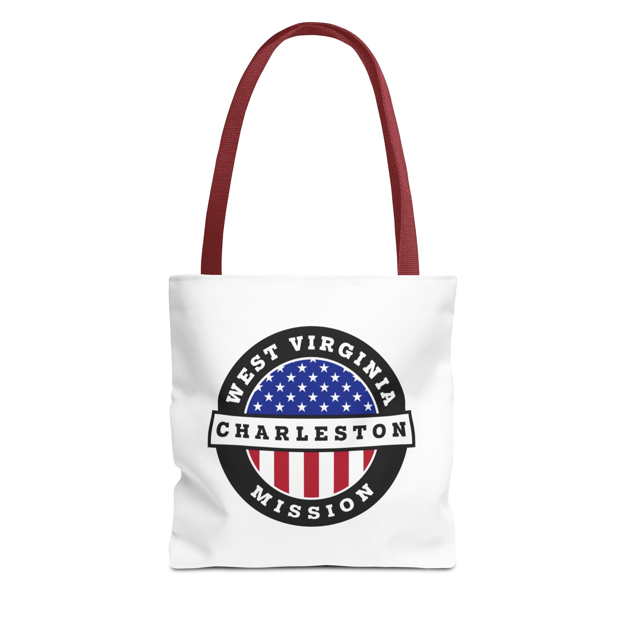 West Virginia Charleston Mission USA Flag Logo Tote Bag White - Mission Wishlist - LDS Missionary Gift Store