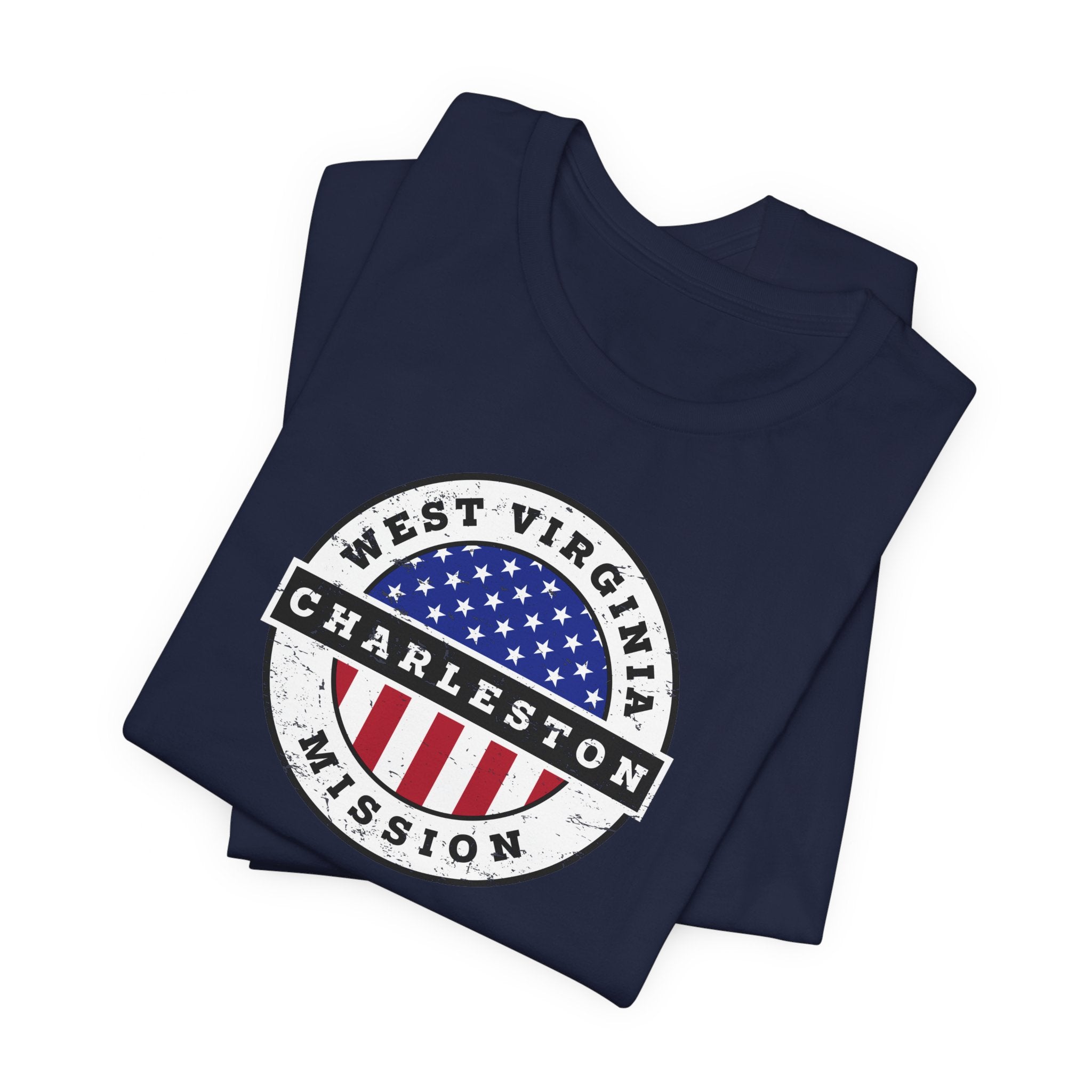 West Virginia Charleston Mission Vintage Circular USA Flag T-Shirt - Mission Wishlist - LDS Missionary Gift Store