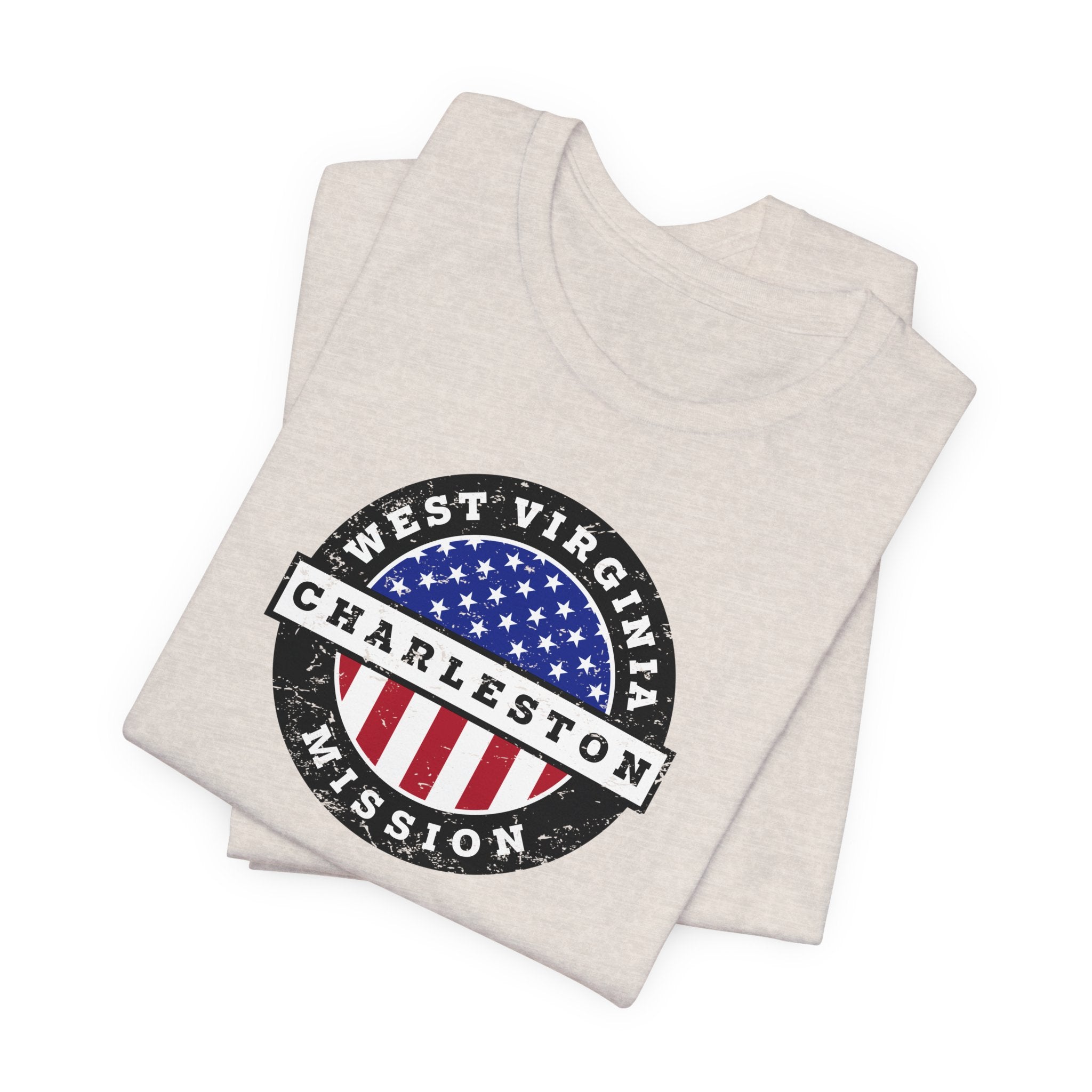 West Virginia Charleston Mission Vintage Circular USA Flag T-Shirt - Mission Wishlist - LDS Missionary Gift Store