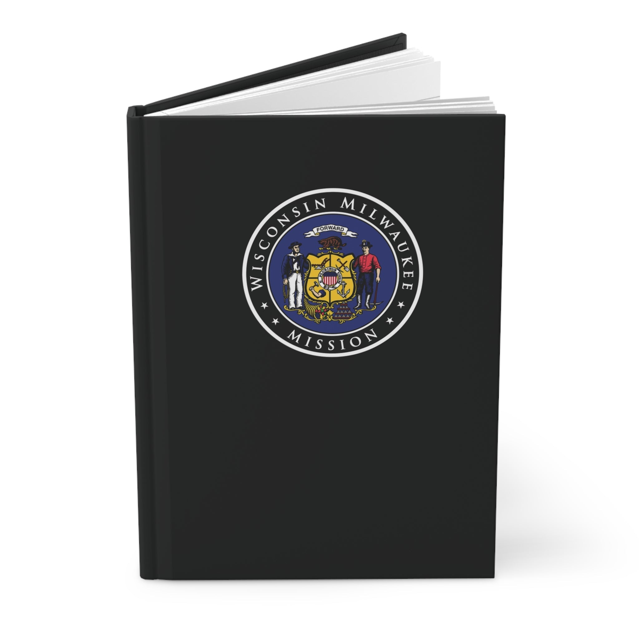 Wisconsin Milwaukee Mission Logo Design Black Hardcover Journal Matte - Mission Wishlist - LDS Missionary Gift Store