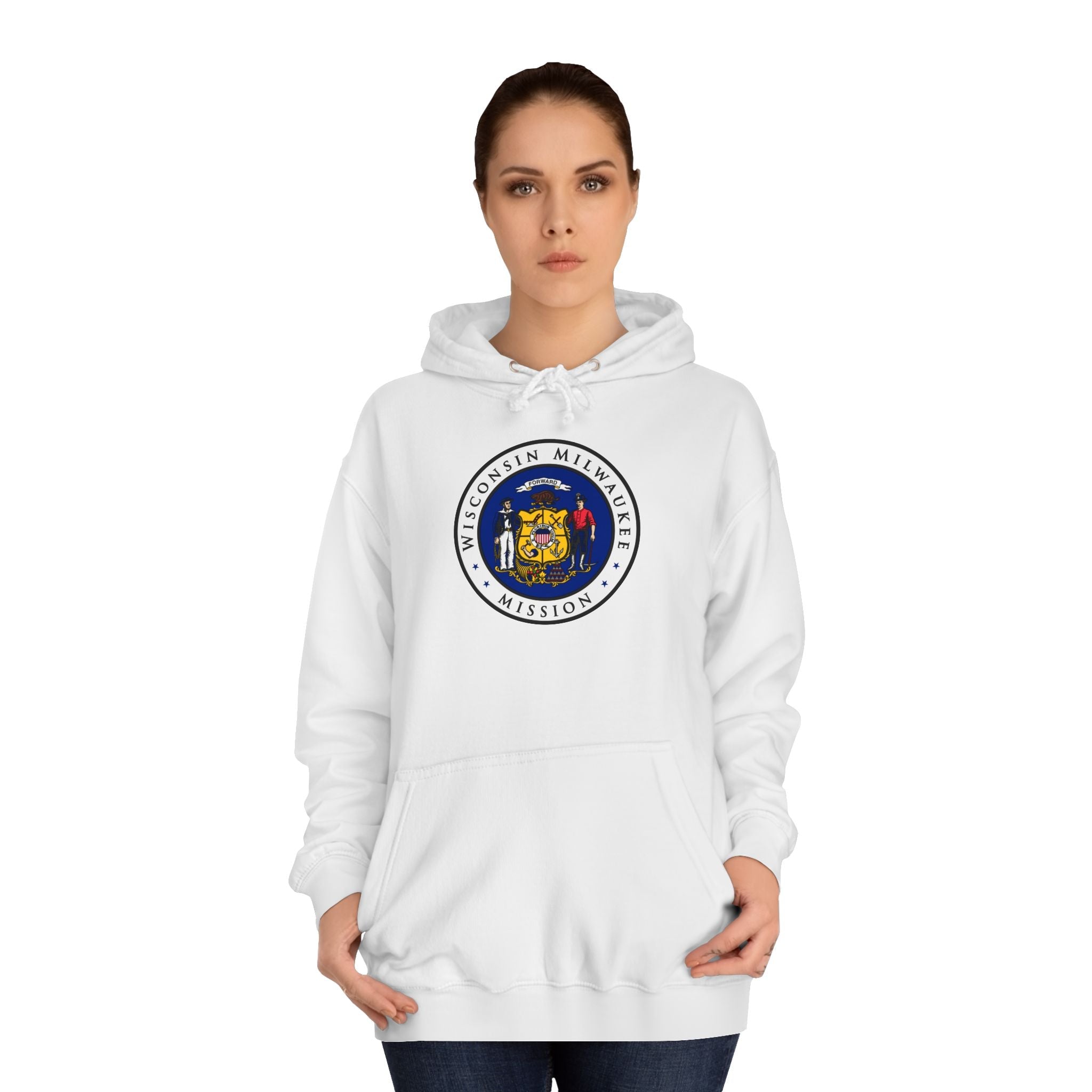 Wisconsin Milwaukee Mission State Flag Logo (White Border) College Hoodie - Mission Wishlist - LDS Missionary Gift Store