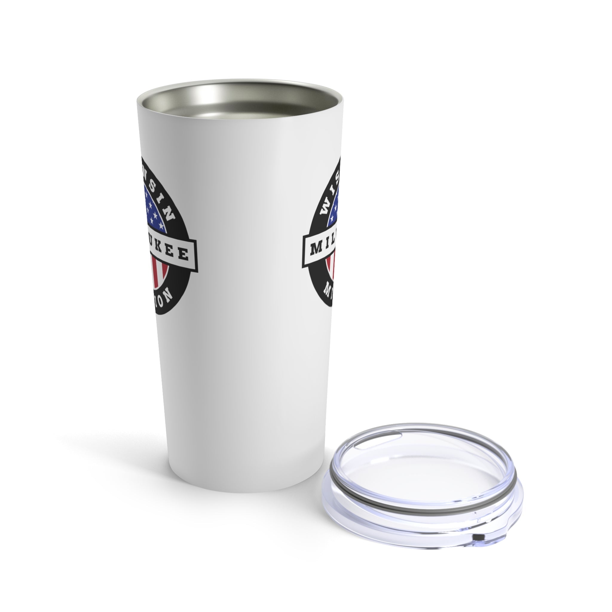 Wisconsin Milwaukee Mission USA Flag Logo Tumbler 20oz White - Mission Wishlist - LDS Missionary Gift Store