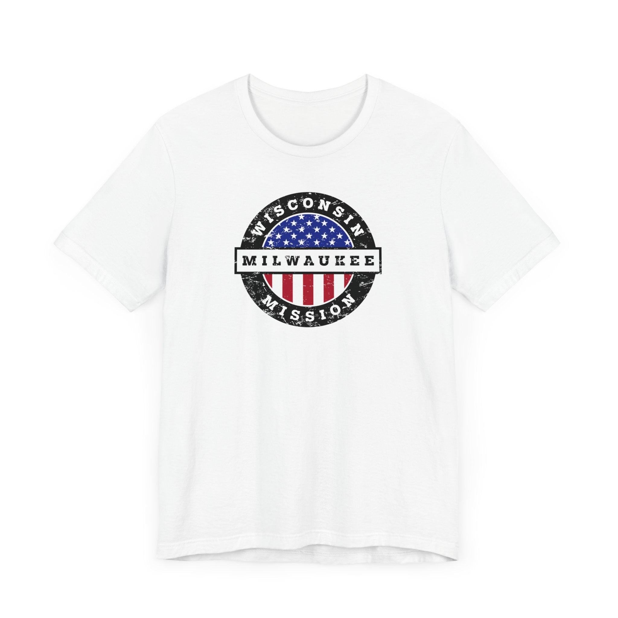 Wisconsin Milwaukee Mission Vintage Circular USA Flag T-Shirt - Latter-Day Saint LDS Missionary Gift - Book of Mormon