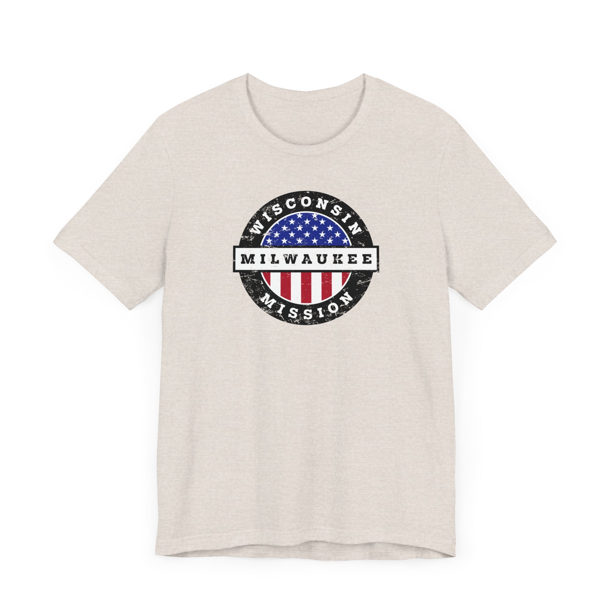 Wisconsin Milwaukee Mission Vintage Circular USA Flag T-Shirt - Latter-Day Saint LDS Missionary Gift - Book of Mormon