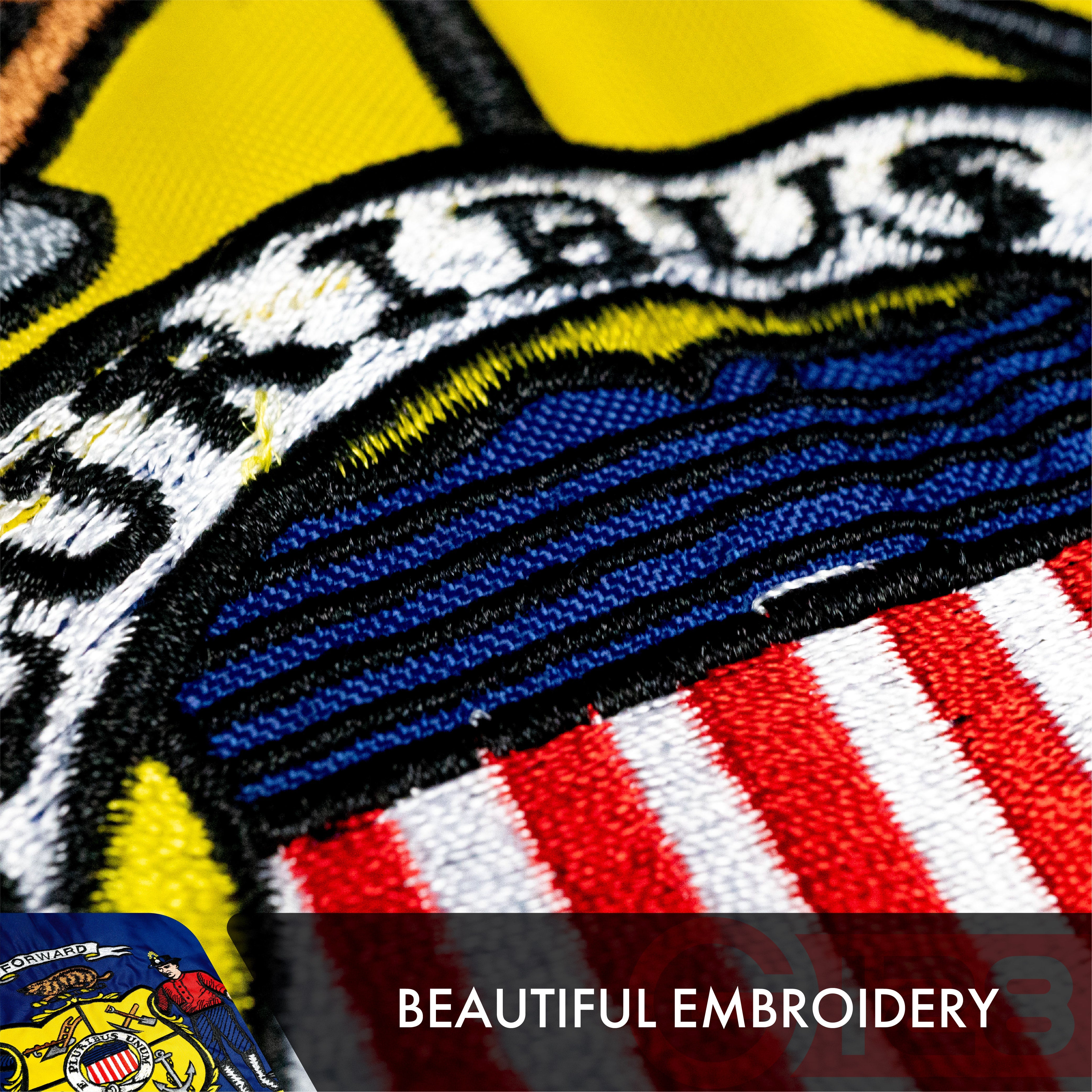 Wisconsin State Flag 210D Embroidered Polyester 3x5 Ft - Double Sided 2ply