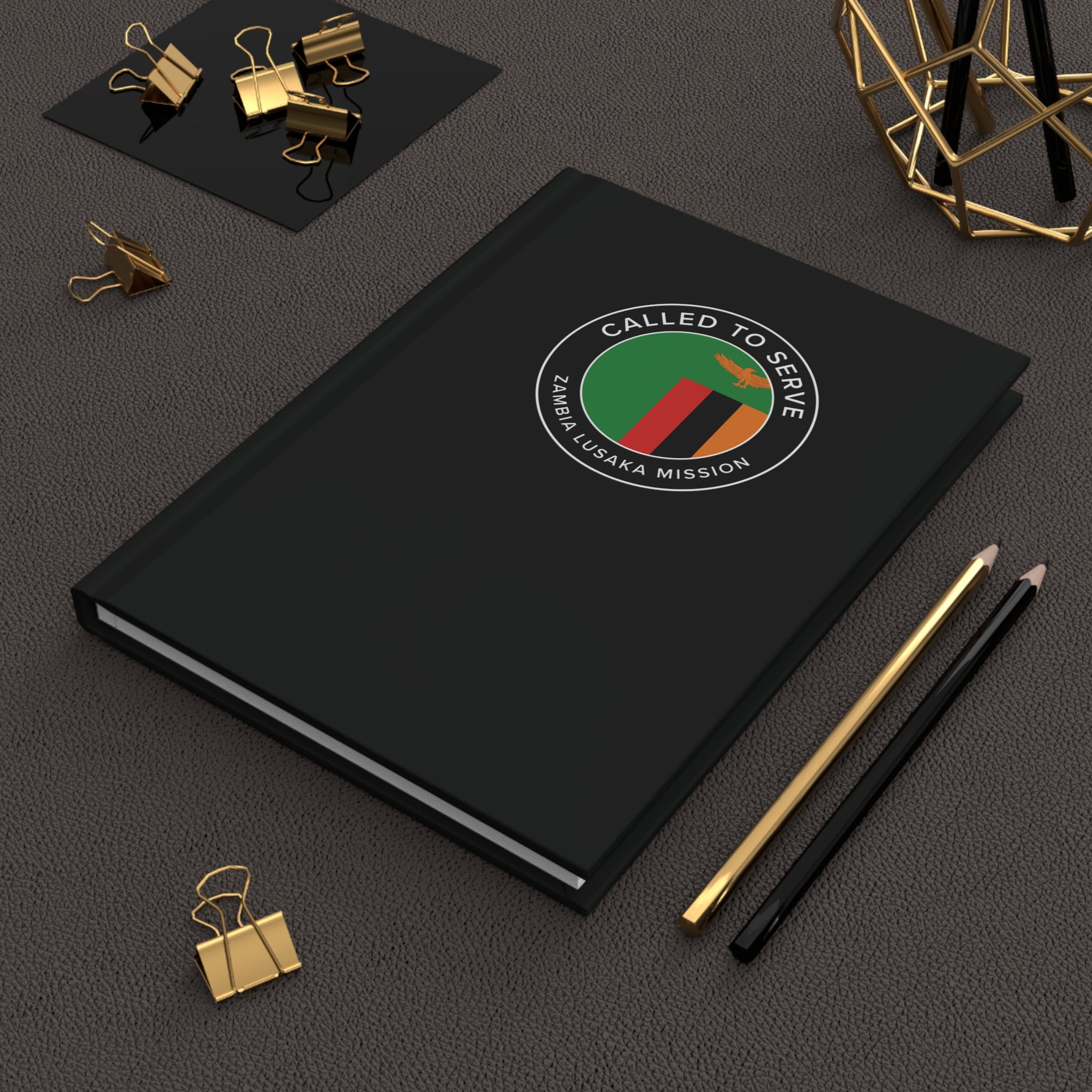 Zambia Lusaka Mission Circle Flag Called to Serve Black Hardcover Journal Matte - Latter-Day Saint LDS Missionary Gift - Book of Mormon