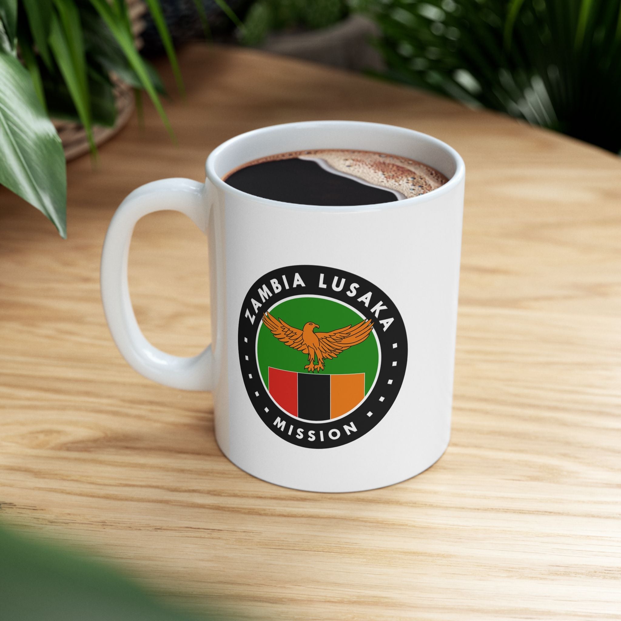 Zambia Lusaka Mission Circular Flag White Ceramic Mug - Latter-Day Saint LDS Missionary Gift - Book of Mormon