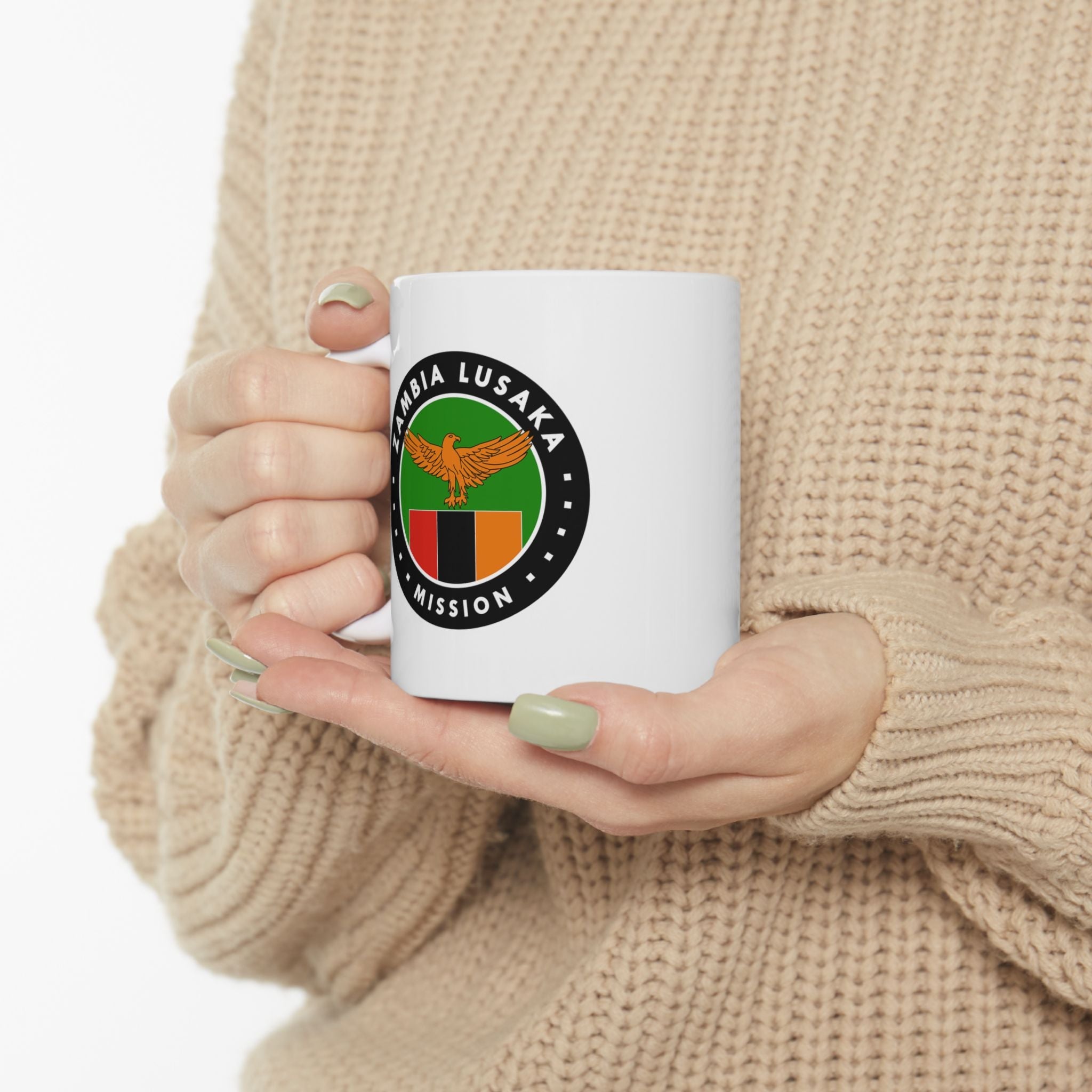 Zambia Lusaka Mission Circular Flag White Ceramic Mug - Latter-Day Saint LDS Missionary Gift - Book of Mormon