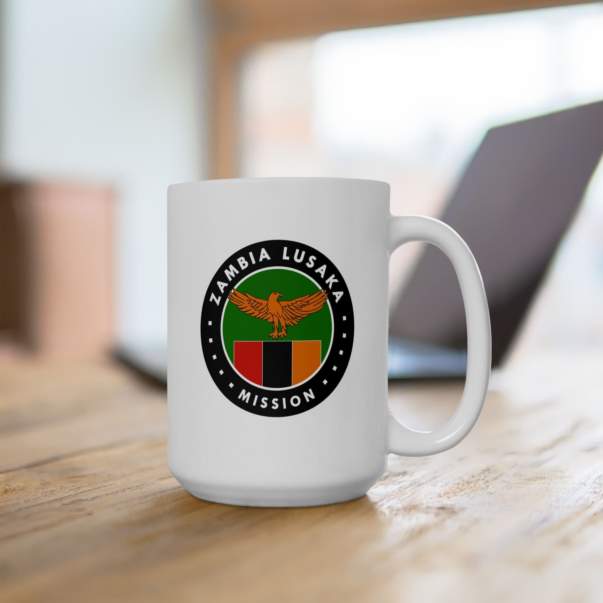 Zambia Lusaka Mission Circular Flag White Ceramic Mug - Latter-Day Saint LDS Missionary Gift - Book of Mormon