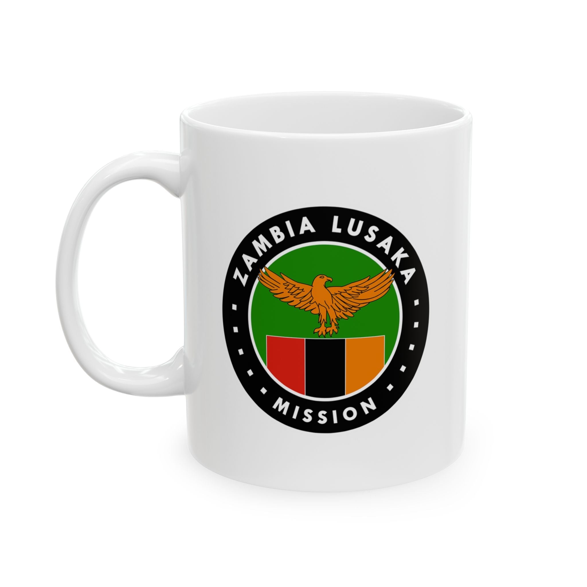 Zambia Lusaka Mission Circular Flag White Ceramic Mug - Latter-Day Saint LDS Missionary Gift - Book of Mormon