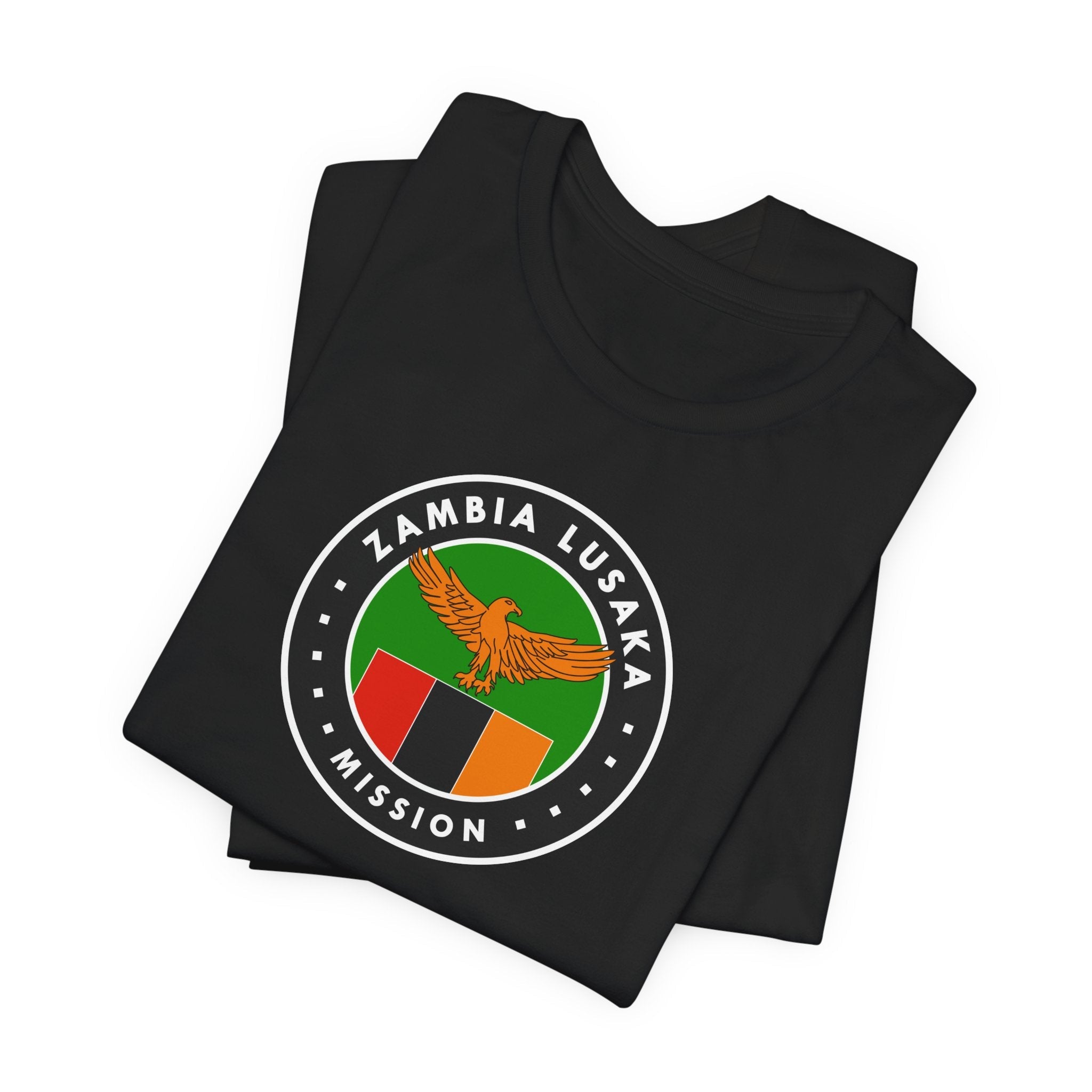 Zambia Lusaka Mission Flag Logo (Black Border) T-shirt - Latter-Day Saint LDS Missionary Gift - Book of Mormon