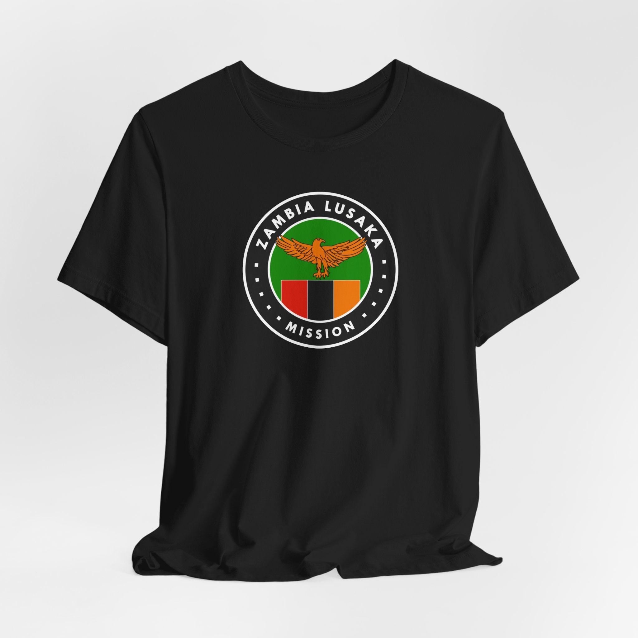 Zambia Lusaka Mission Flag Logo (Black Border) T-shirt - Latter-Day Saint LDS Missionary Gift - Book of Mormon