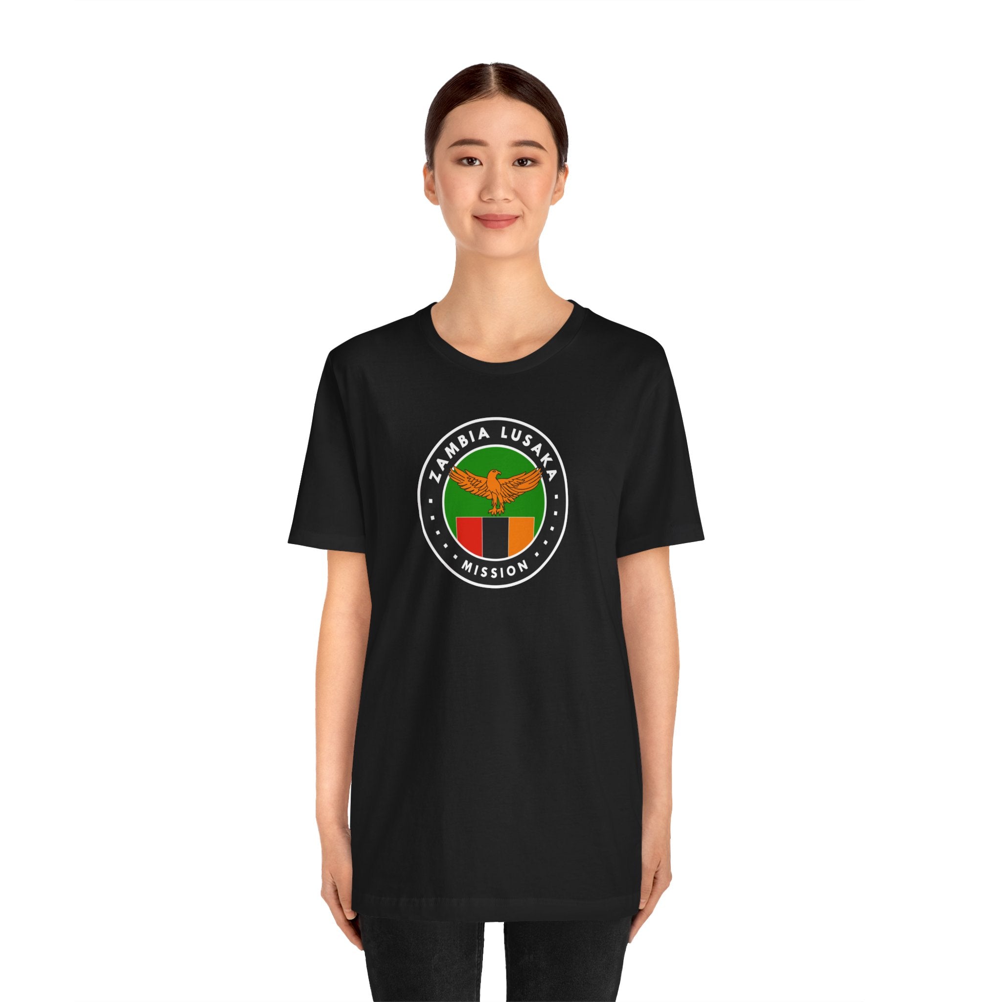 Zambia Lusaka Mission Flag Logo (Black Border) T-shirt - Latter-Day Saint LDS Missionary Gift - Book of Mormon