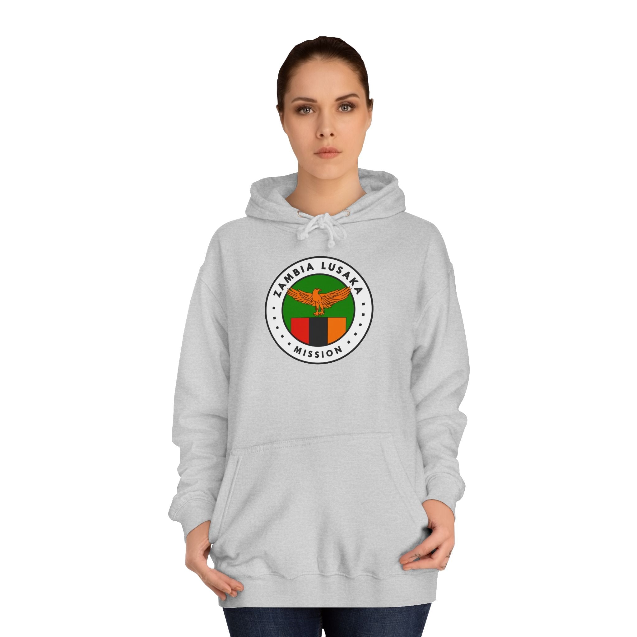 Zambia Lusaka Mission Flag Logo (White Border) College Hoodie - Latter-Day Saint LDS Missionary Gift - Book of Mormon
