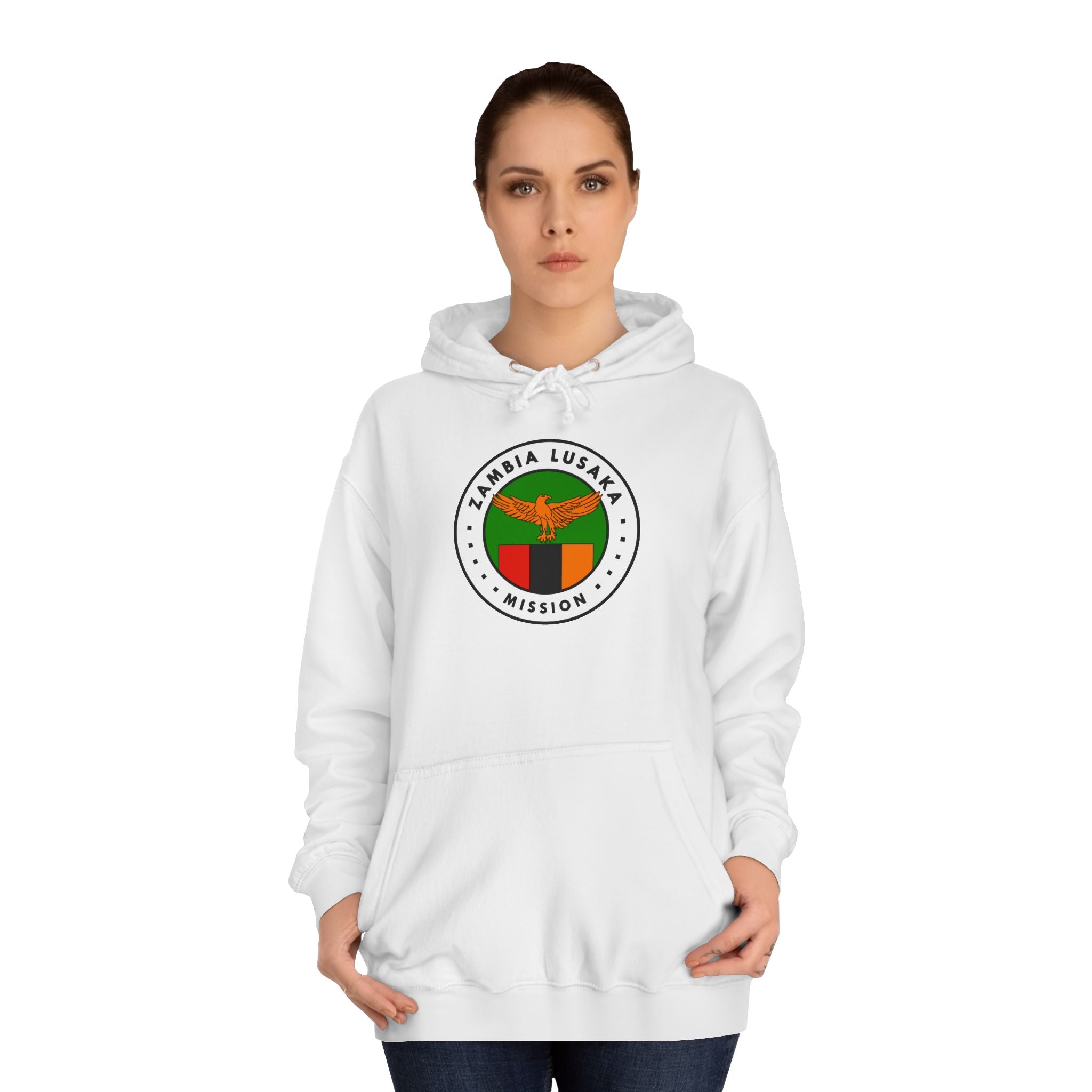 Zambia Lusaka Mission Flag Logo (White Border) College Hoodie - Latter-Day Saint LDS Missionary Gift - Book of Mormon