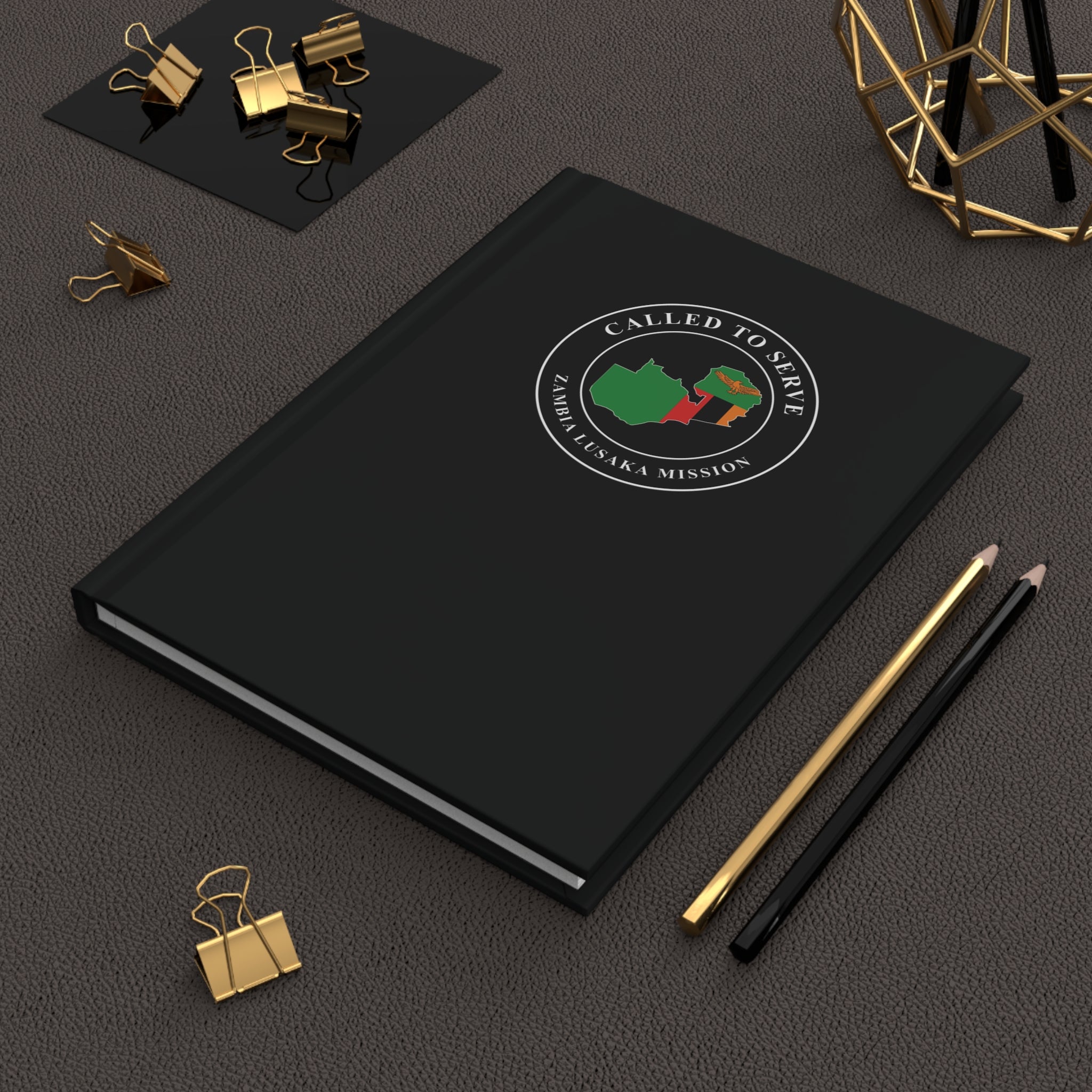 Zambia Lusaka Mission Flag Map Called to Serve Black Hardcover Journal Matte - Latter-Day Saint LDS Missionary Gift - Book of Mormon