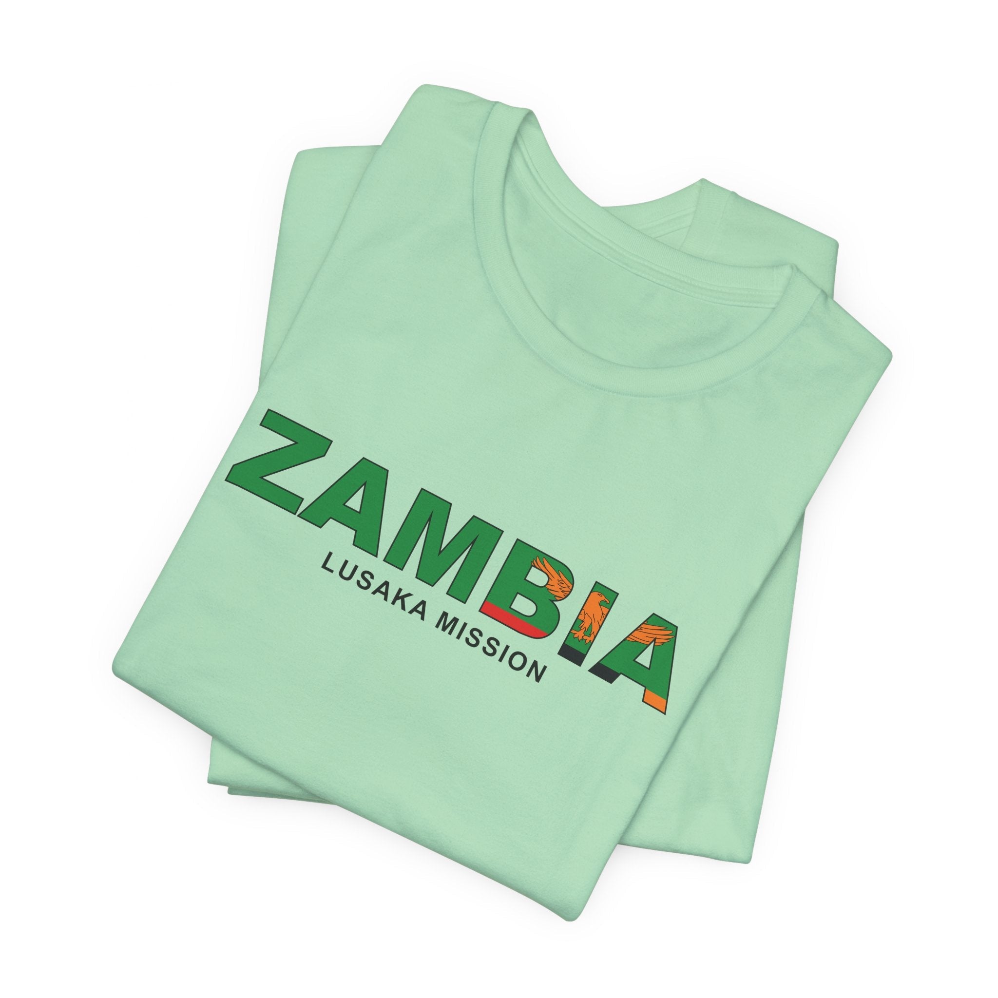 Zambia Lusaka Mission Flag Title T-shirt - Latter-Day Saint LDS Missionary Gift - Book of Mormon