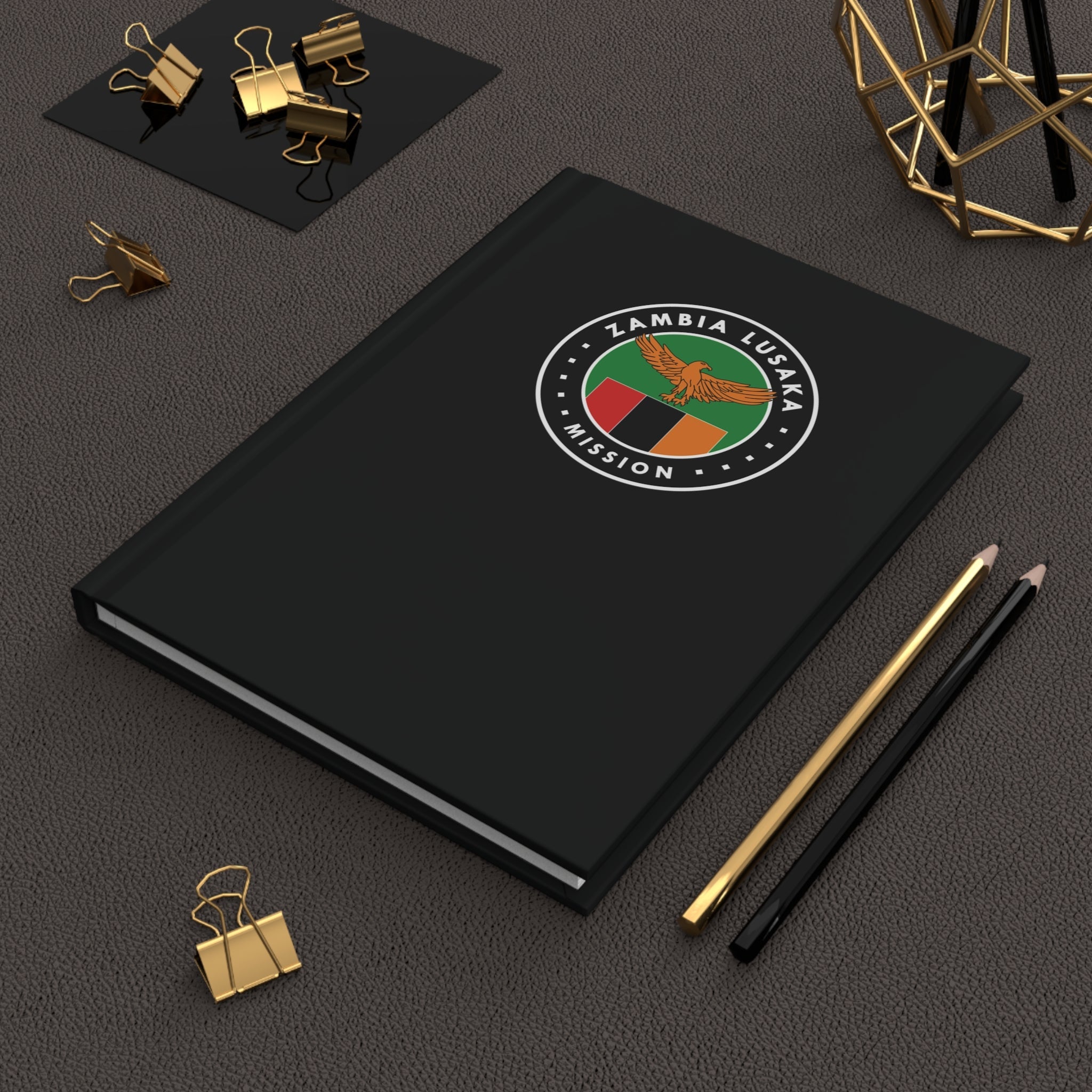 Zambia Lusaka Mission Logo Design Black Hardcover Journal Matte - Latter-Day Saint LDS Missionary Gift - Book of Mormon