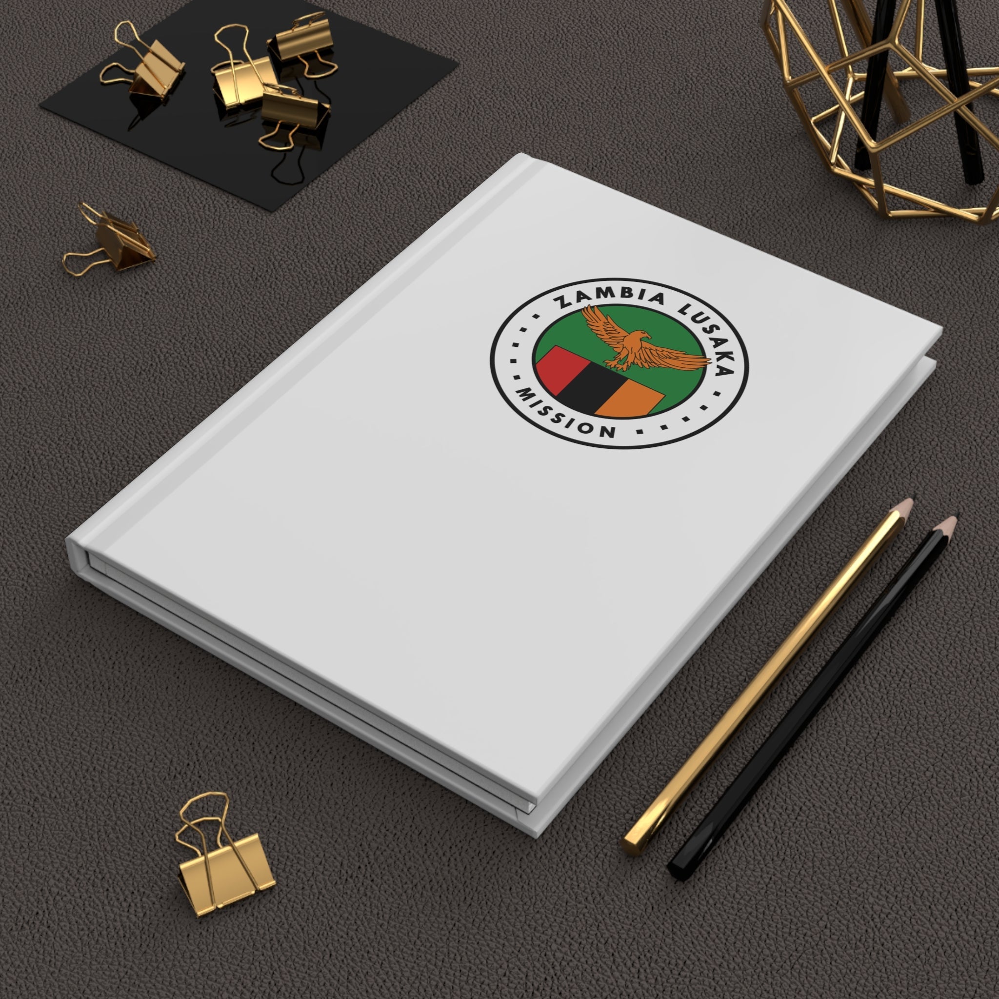 Zambia Lusaka Mission Logo Design White Hardcover Journal Matte - Latter-Day Saint LDS Missionary Gift - Book of Mormon
