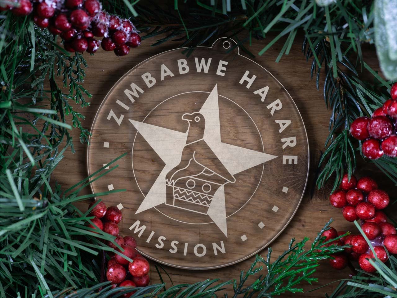 Zimbabwe Harare Mission Christmas Ornament - Latter-Day Saint LDS Missionary Gift - Book of Mormon