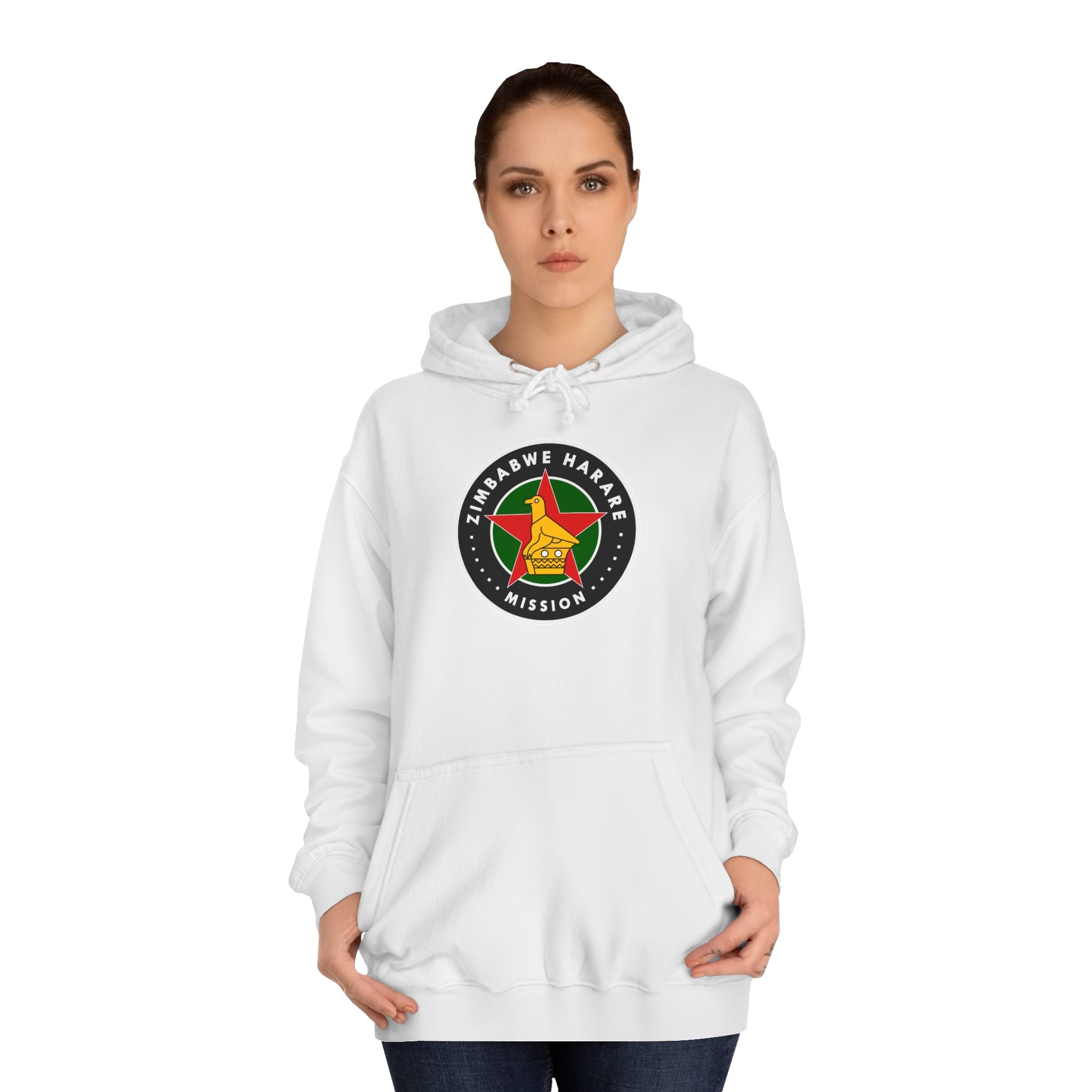 Zimbabwe Harare Mission Flag Logo (Black Border) College Hoodie - Mission Wishlist - LDS Missionary Gift Store